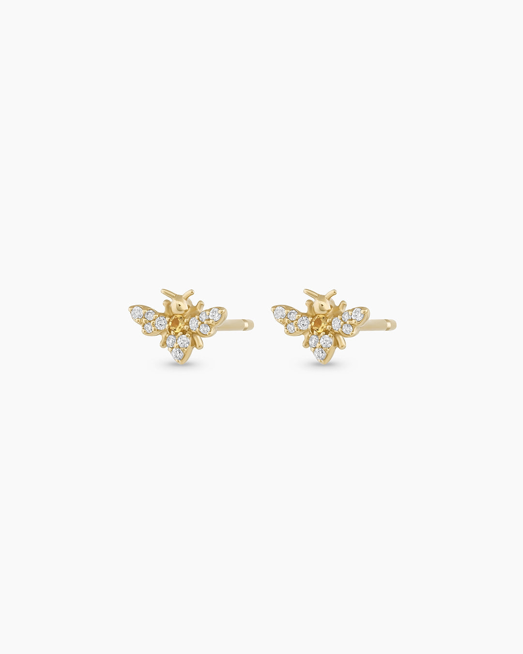 Diamond Bee Stud Earrings for Women - 14K Gold Plated CZ Studs - Elegant Jewelry Gift for Her - Perfect for Everyday Wear, Parties & Special Occasions