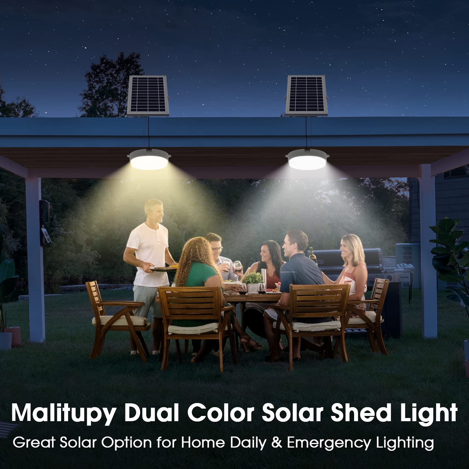 Solar Ceiling Lights - 1000LM Indoor/Outdoor Dimmable LED Solar Shed Light with Remote Control (Cool/Warm White) - Perfect for Yard, Patio, Garage, Barn, Chicken Coop & Outdoor Lighting Needs
