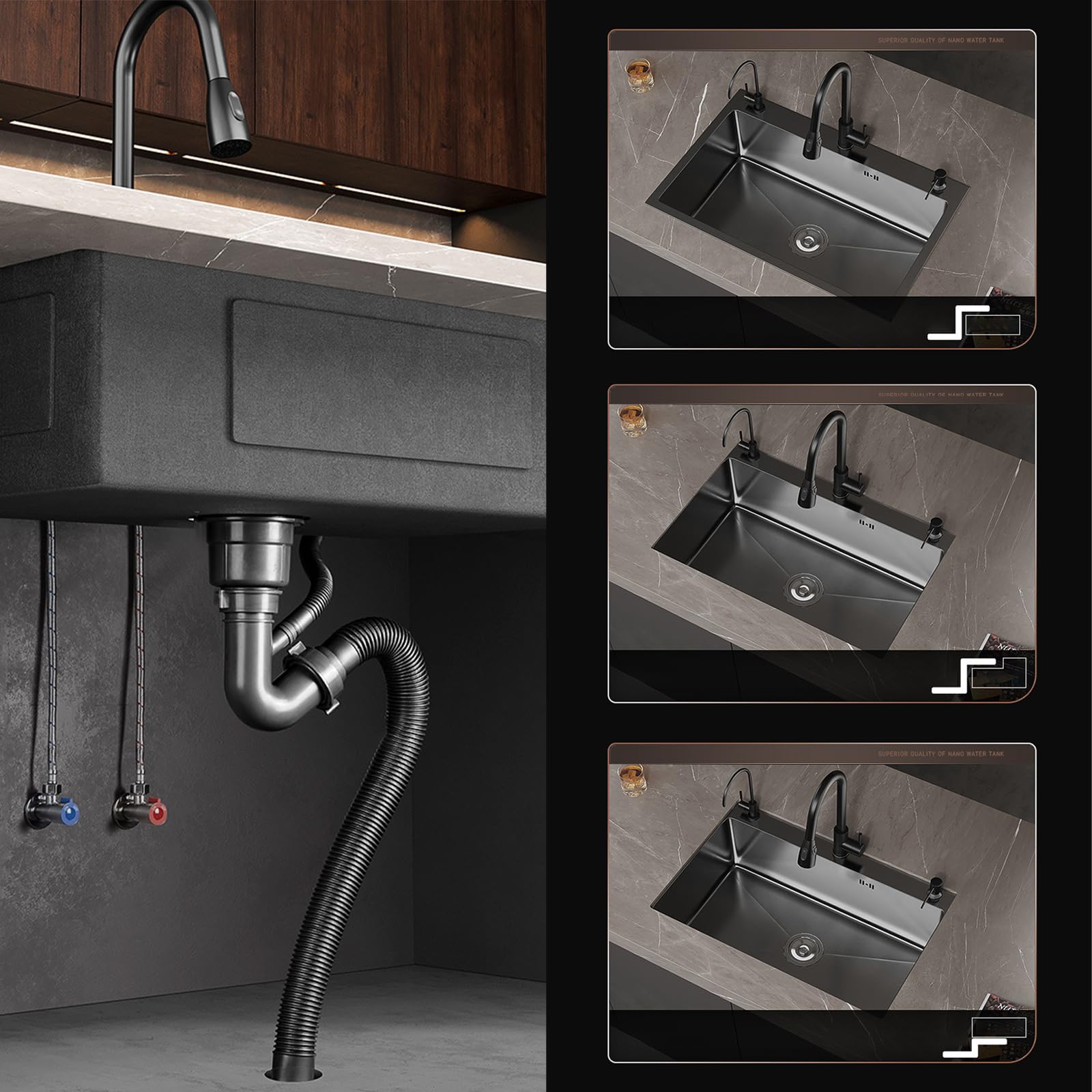 Premium 304 Stainless Steel Drop-in Kitchen Sink - 20
