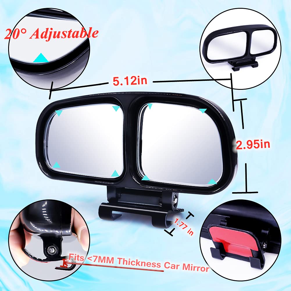 Adjustable Blind Spot Mirror for Cars & Trucks - Wide Angle Rear View Side Mirror with Double Glass - Universal Fit for Most Vehicles (Black, Left Side) - Perfect for Parking, Lane Changes & Safe Driving