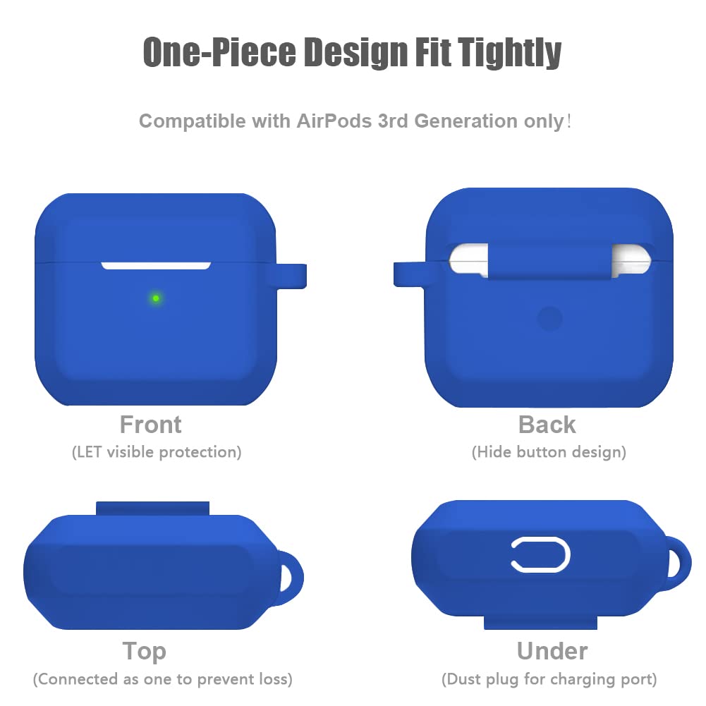 YINVA Protective Silicone Case with Ear Hooks for Apple AirPods 3 (3rd Generation 2021) - Blue | Secure Fit, Anti-Slip Design | Perfect for Running, Workouts & Outdoor Activities