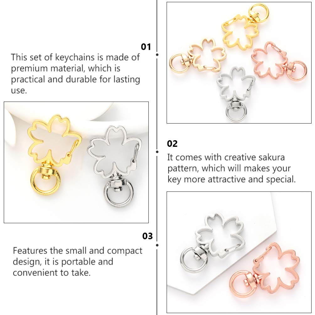 Metal Cherry Blossom Keychain - 20Pcs Lobster Clasps with Key Rings for DIY Jewelry & Craft Making - Perfect for Gifts & Accessories