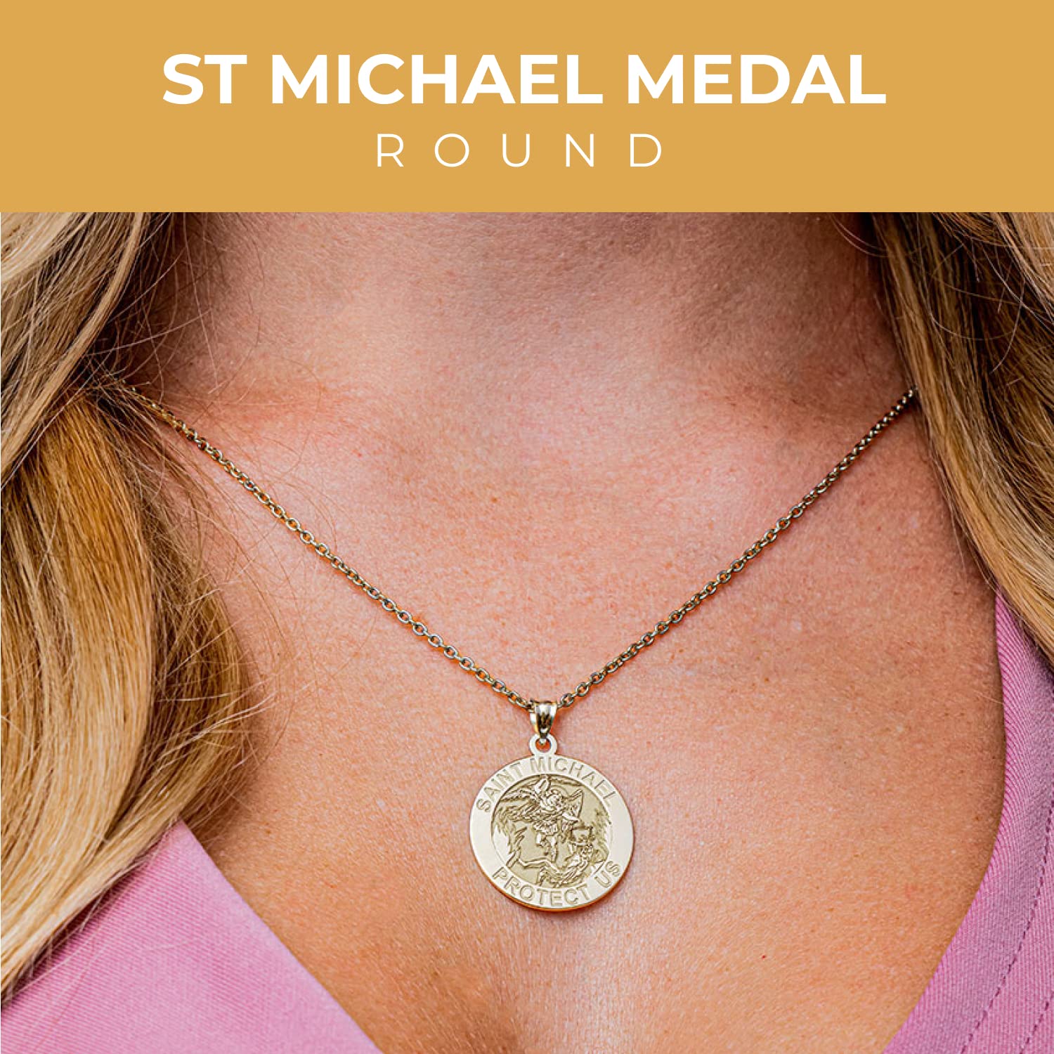 St. Michael Necklace - 14K Gold & Sterling Silver Catholic Saint Michael Pendant for Women & Men | Religious Jewelry, Christian Gift, First Communion Present for Boys & Girls | Perfect for Daily Wear, Church Events & Spiritual Protection