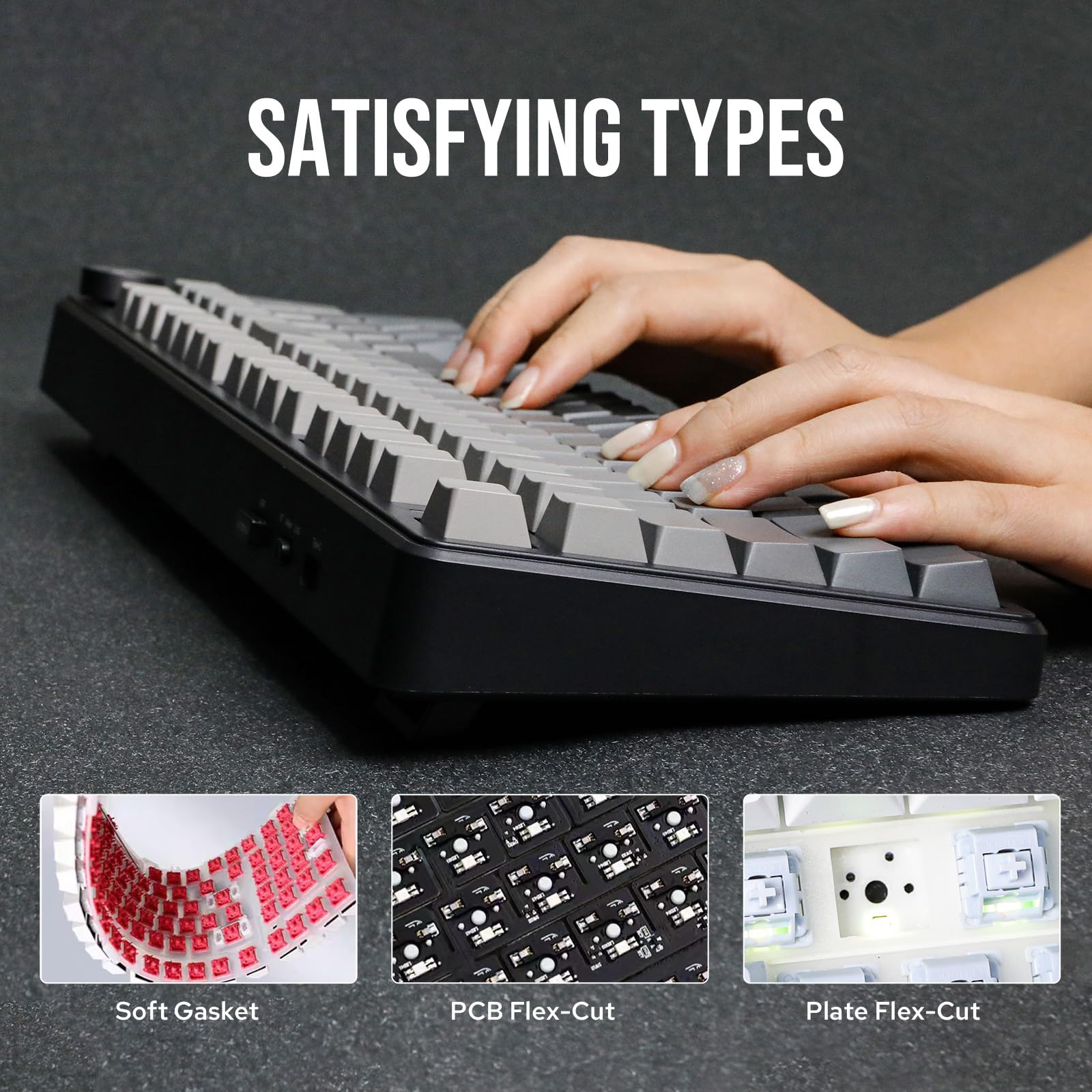 EPOMAKER X Aula F99 PRO Wireless Mechanical Gaming Keyboard - Hot Swappable Custom Keyboard with 8000mAh Battery, RGB Backlit, 2.4GHz/Type-C/BT5.0 Connectivity (Black Gradient) - Perfect for PC Gaming, Office Work & Typing Enthusiasts