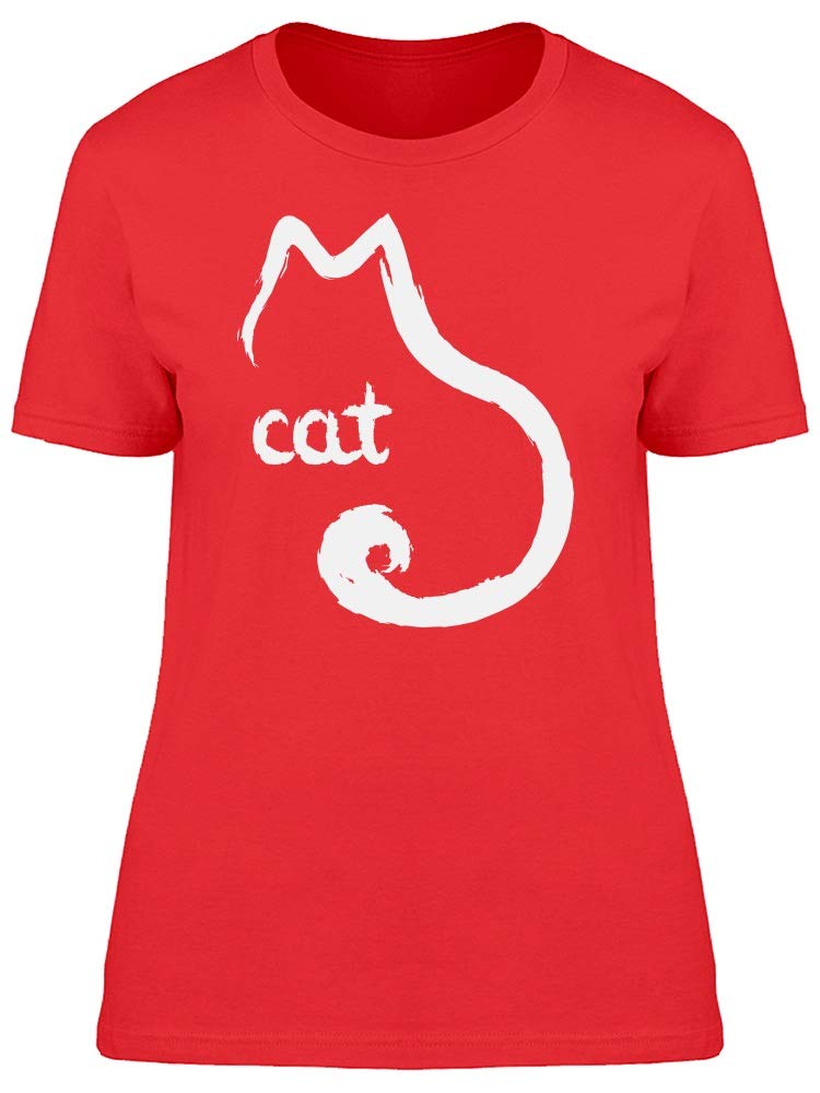 Women's Cat Silhouette T-Shirt with Head & Tail Design - Casual Wear for Cat Lovers, Street Style & Everyday Outfits