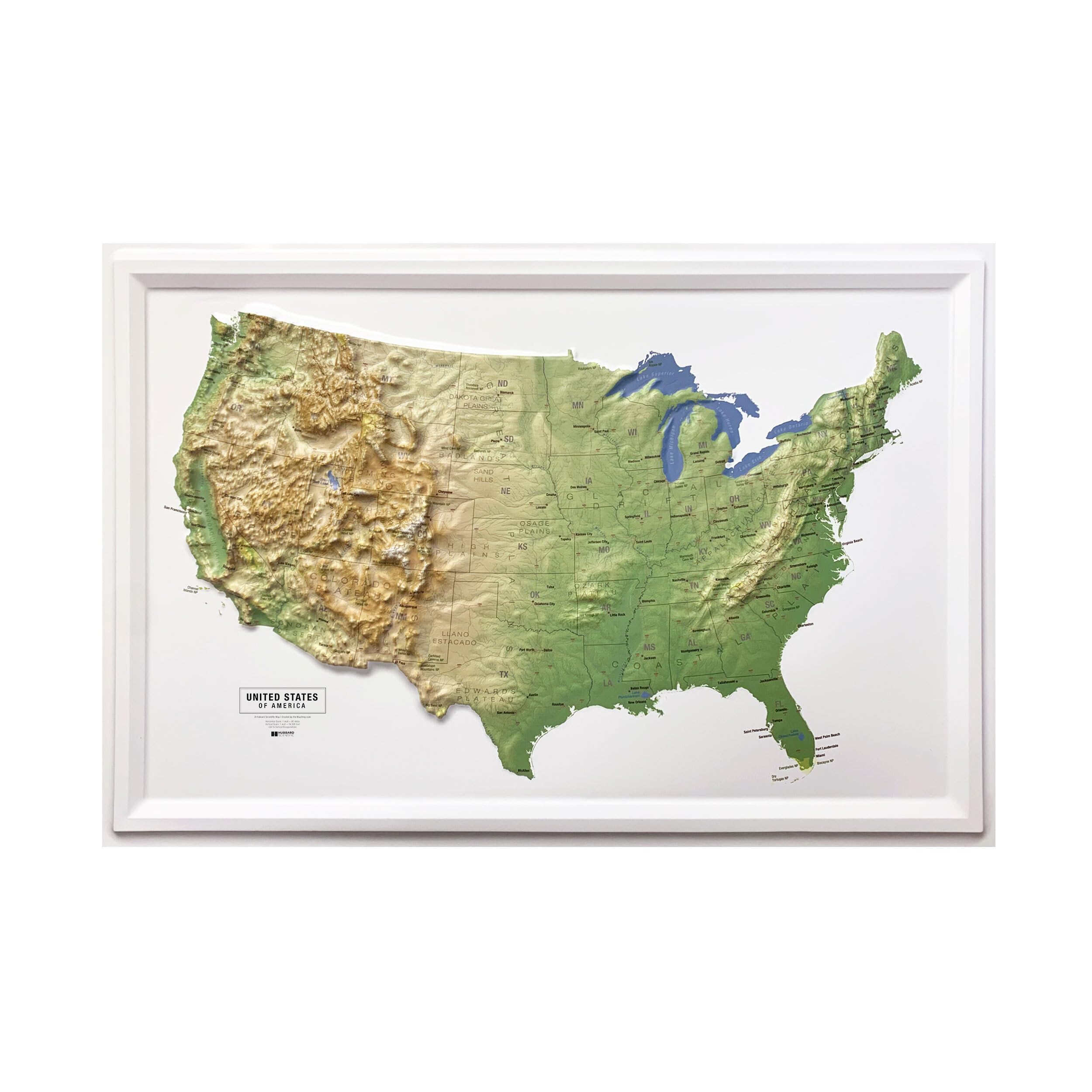 Hubbard Scientific USA Classic Raised Relief 3D Physical Map - 36