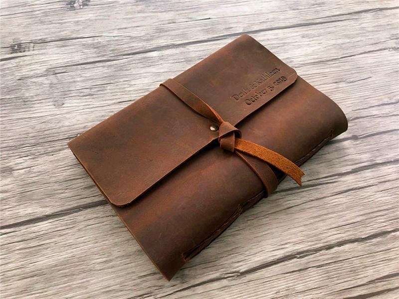 Custom Leather Photo Album - Personalized Memory Book for Weddings, Anniversaries & Baby Keepsakes | Handmade Scrapbook for Cherished Moments