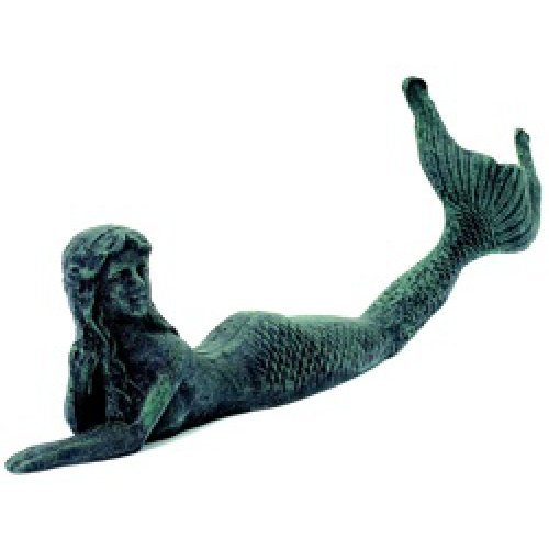 Cast Iron Laying Mermaid Statue - Handcrafted Nautical Garden Decor for Outdoor Patio, Beach House & Coastal Themed Yards | Perfect for Garden, Poolside & Seaside Decoration
