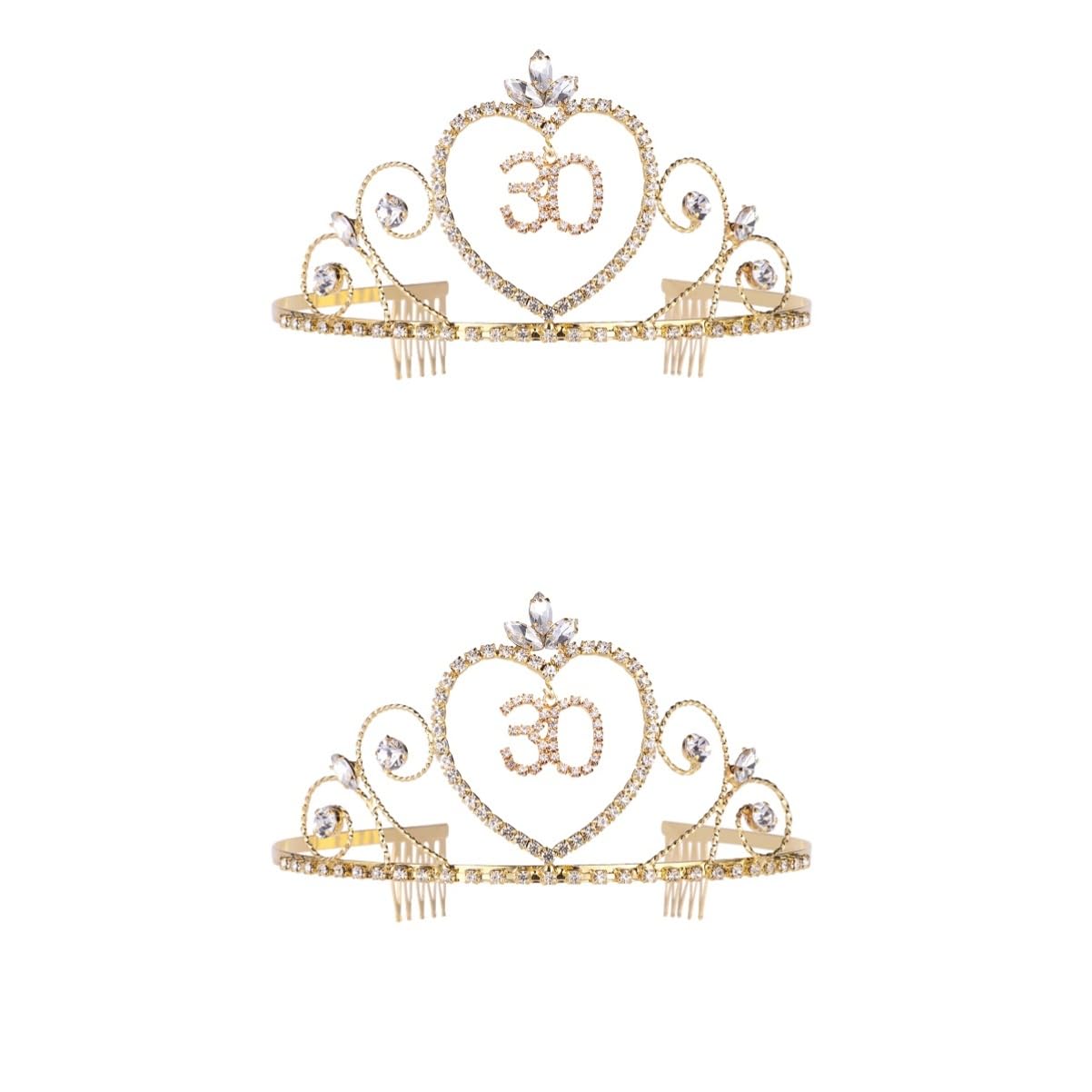 Minkissy 2pcs Rhinestone Hair Crown - Elegant Birthday Headpiece for Parties & Events