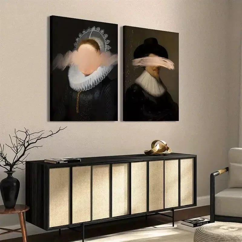 2-Piece Dark Academy Baroque Paintings - Renaissance Style Altered Art Canvas Prints (50x75cm) | High-Quality Framed Wall Art | Ready to Hang | Perfect for Gothic Home Decor, Study Room & Vintage Themed Spaces
