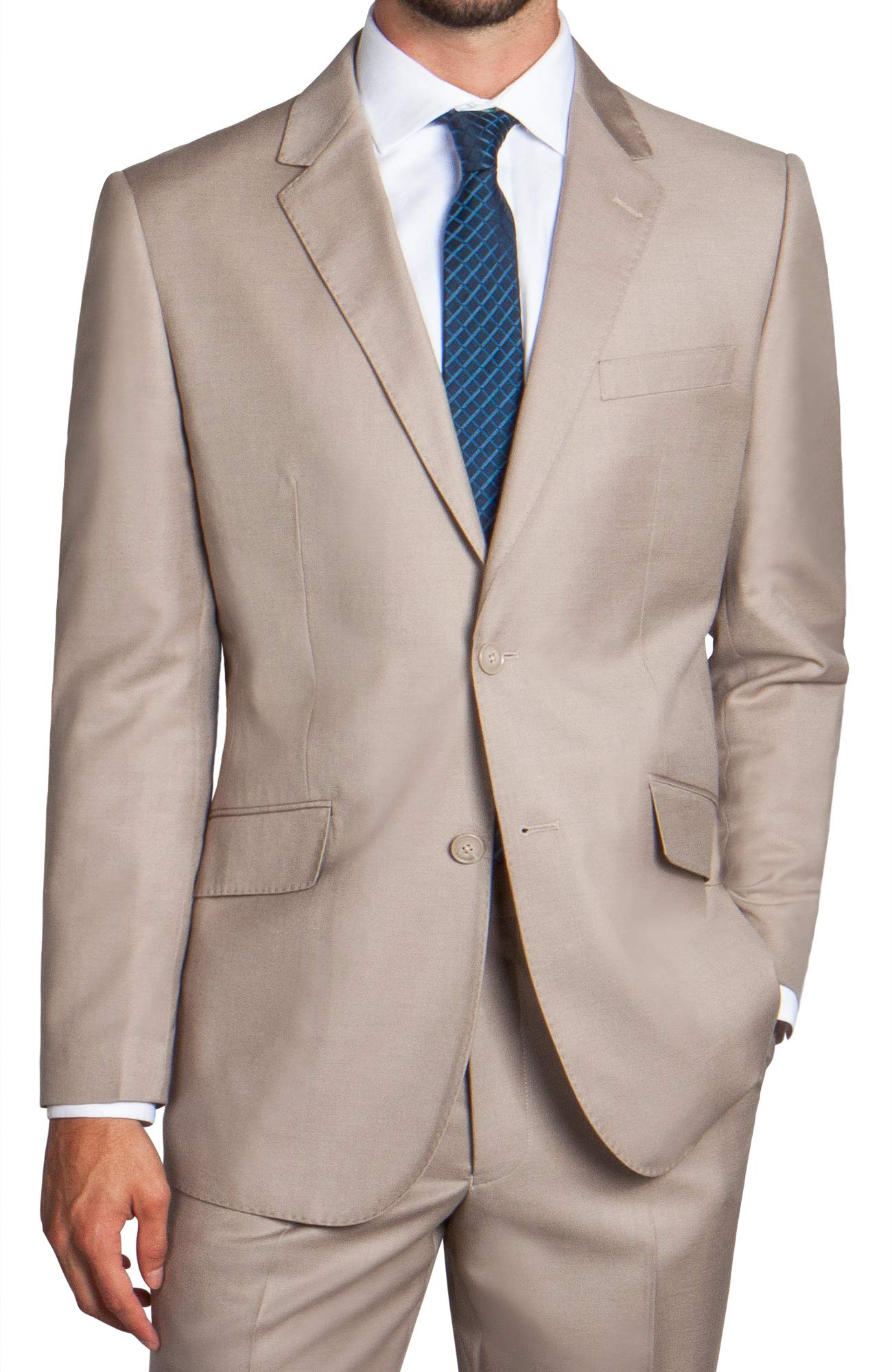 Modern Fit 2-Piece Italian Suit for Men - Wool Blazer & Trousers Set with 2-Button Design | Perfect for Formal Events, Business Meetings & Wedding Attire