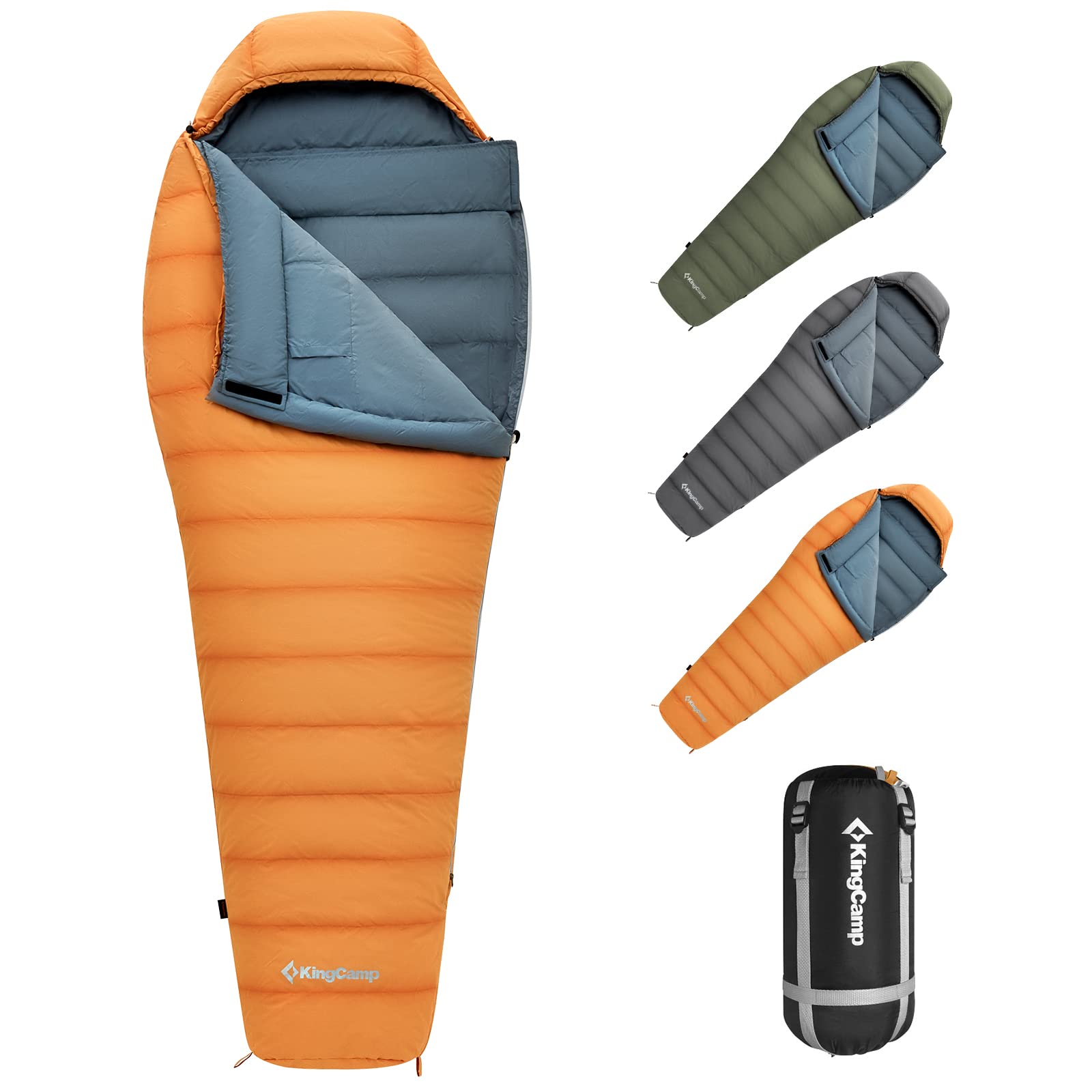 KingCamp Lightweight Mummy Down Sleeping Bag for Adults - 3 Season Ultralight Backpacking Sleeping Bag for Hiking, Camping & Backcountry Adventures | Includes Durable Compression Sack | Perfect for Outdoor Enthusiasts & Cold Weather Camping