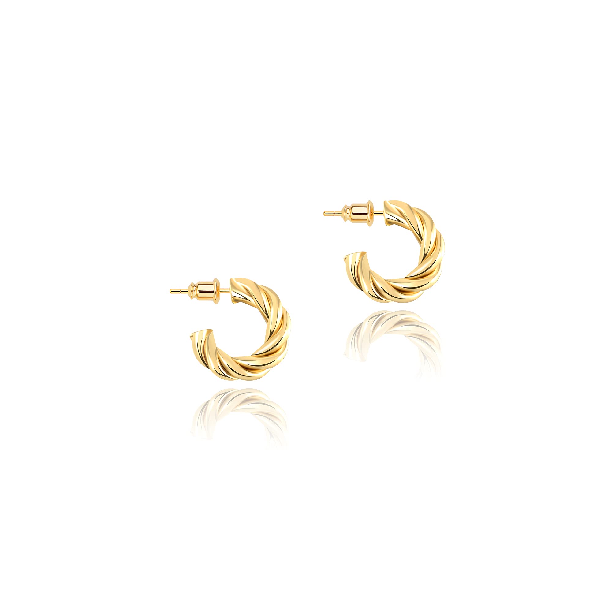 Besalon 14K Gold Plated Chunky Twisted Hoop Earrings for Women & Girls | Lightweight Fashion Jewelry Gift | Perfect for Parties, Weddings & Everyday Wear