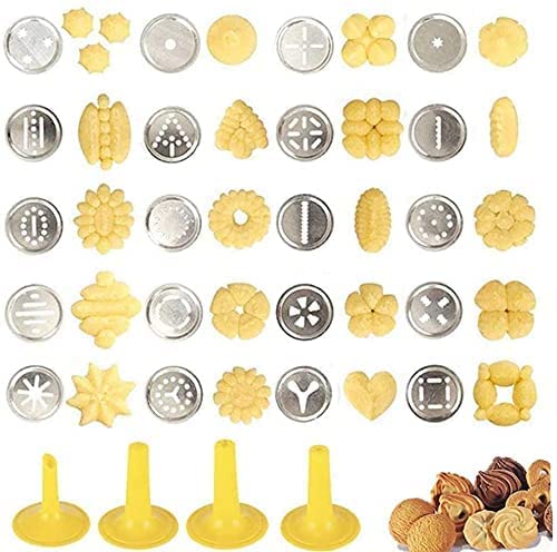 Stainless Steel Cookie Press Gun with 20 Cookie Mold Discs & 4 Piping Nozzles - Spritz Cookie Maker & Icing Decorating Kit for Baking, DIY Biscuits, Cake Decor (Silver) | Perfect for Holiday Cookies, Wedding Desserts & Home Baking Gifts