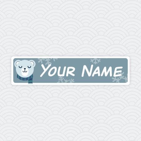 Waterproof Personalized Name Labels - 36 Large Peel & Stick Durable Bear Design Labels for Kids School Supplies, Lunch Boxes & Water Bottles
