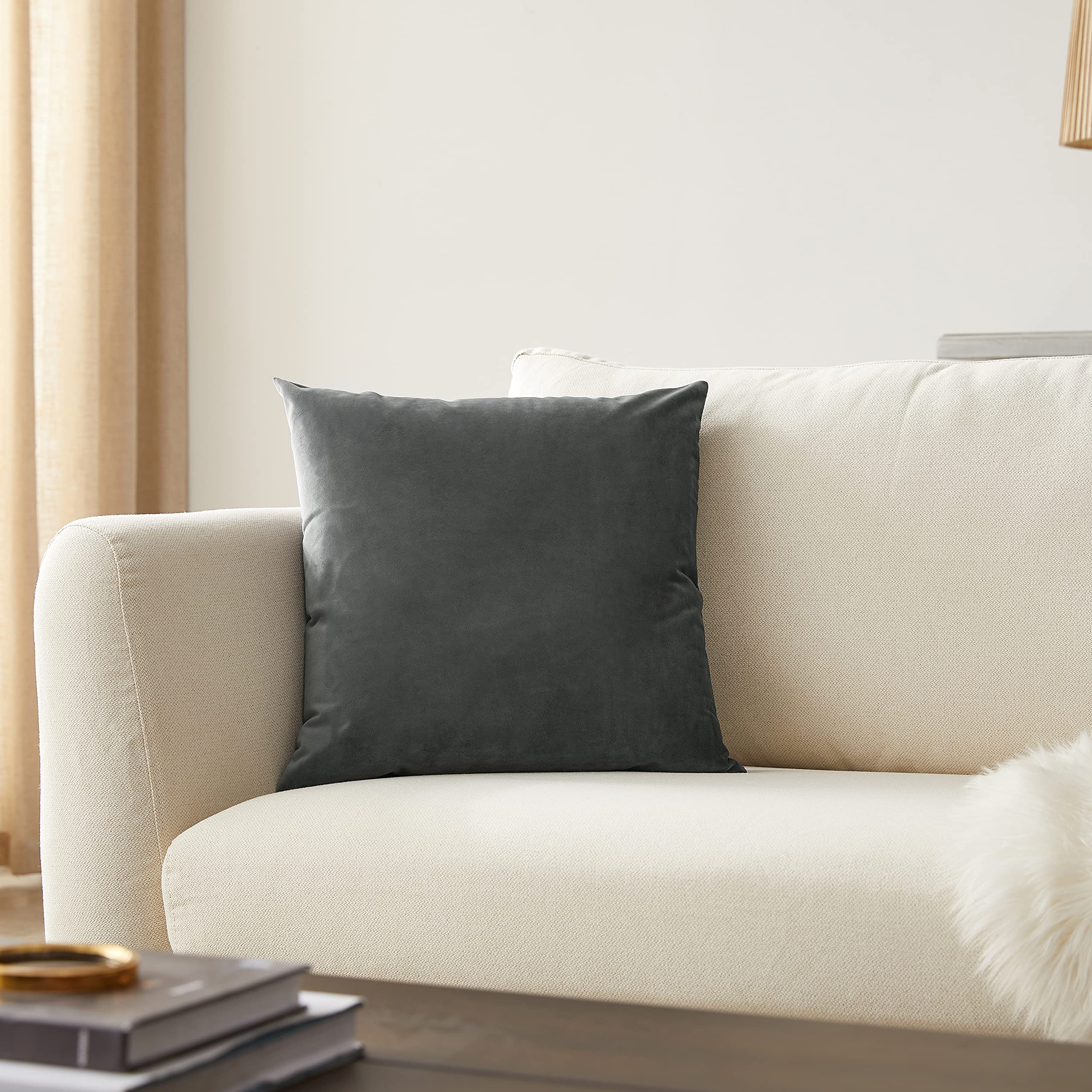 Premium Set of 2 Dark Grey Velvet Pillow Covers 18x18 Inches - Soft Decorative Throw Pillow Cases for Sofa, Couch, Bed & Home Decor - Perfect for Living Room, Bedroom & Cozy Home Styling