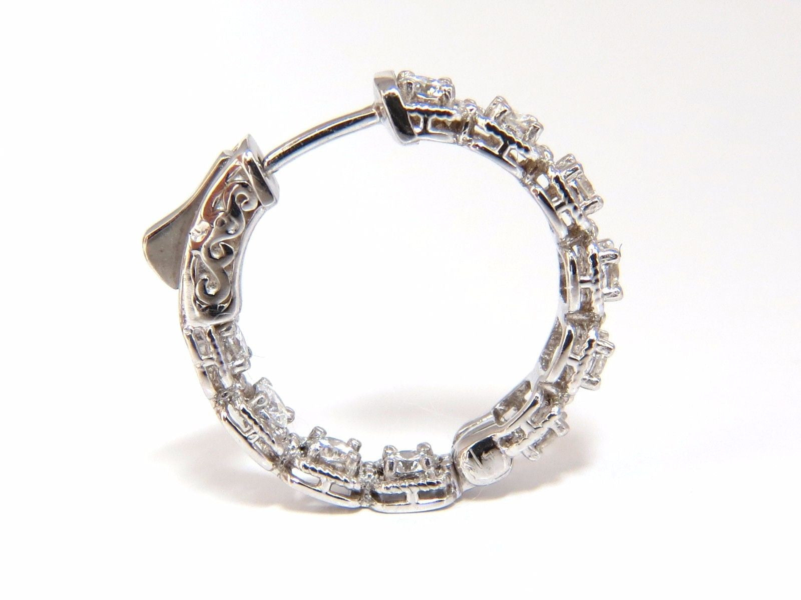 1.60ct Natural Round Brilliant Diamond Hoop Earrings 14K Gold Rope Twist - Perfect for Weddings, Parties & Everyday Elegance