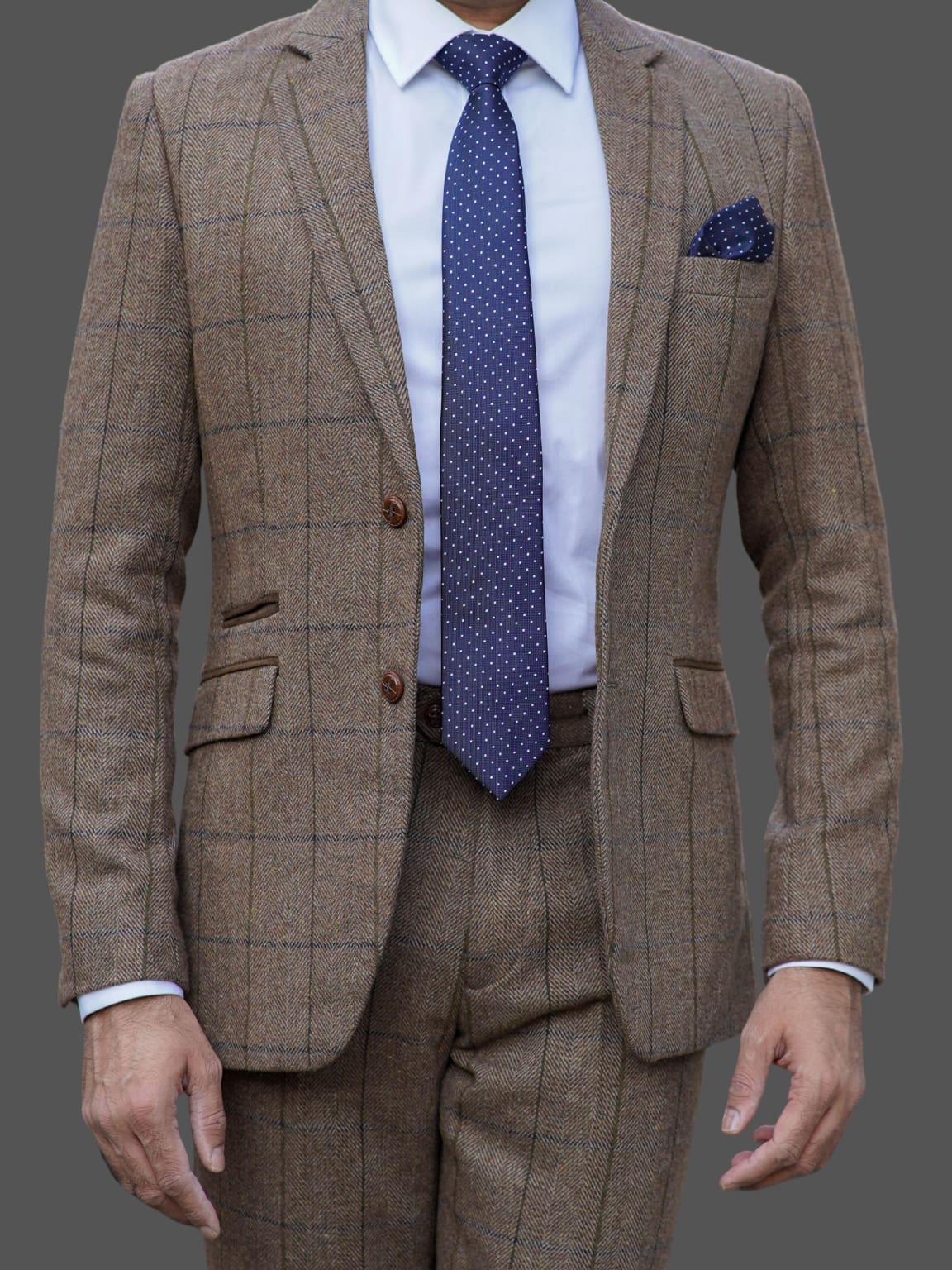 Barucci Marcus Men's Vintage Brown 3 Piece Tweed Suit - Classic Formal Wear for Weddings, Business Meetings & Special Occasions