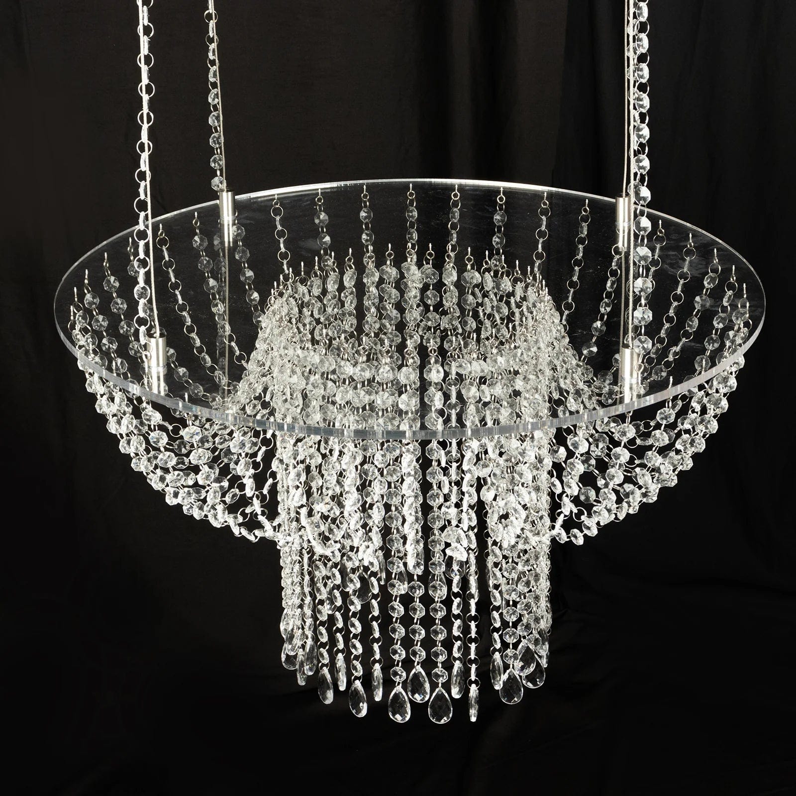 25 Round Acrylic Hanging Crystal Chandelier Cake Stand - Elegant Dessert Display for Weddings, Parties & Home Decor