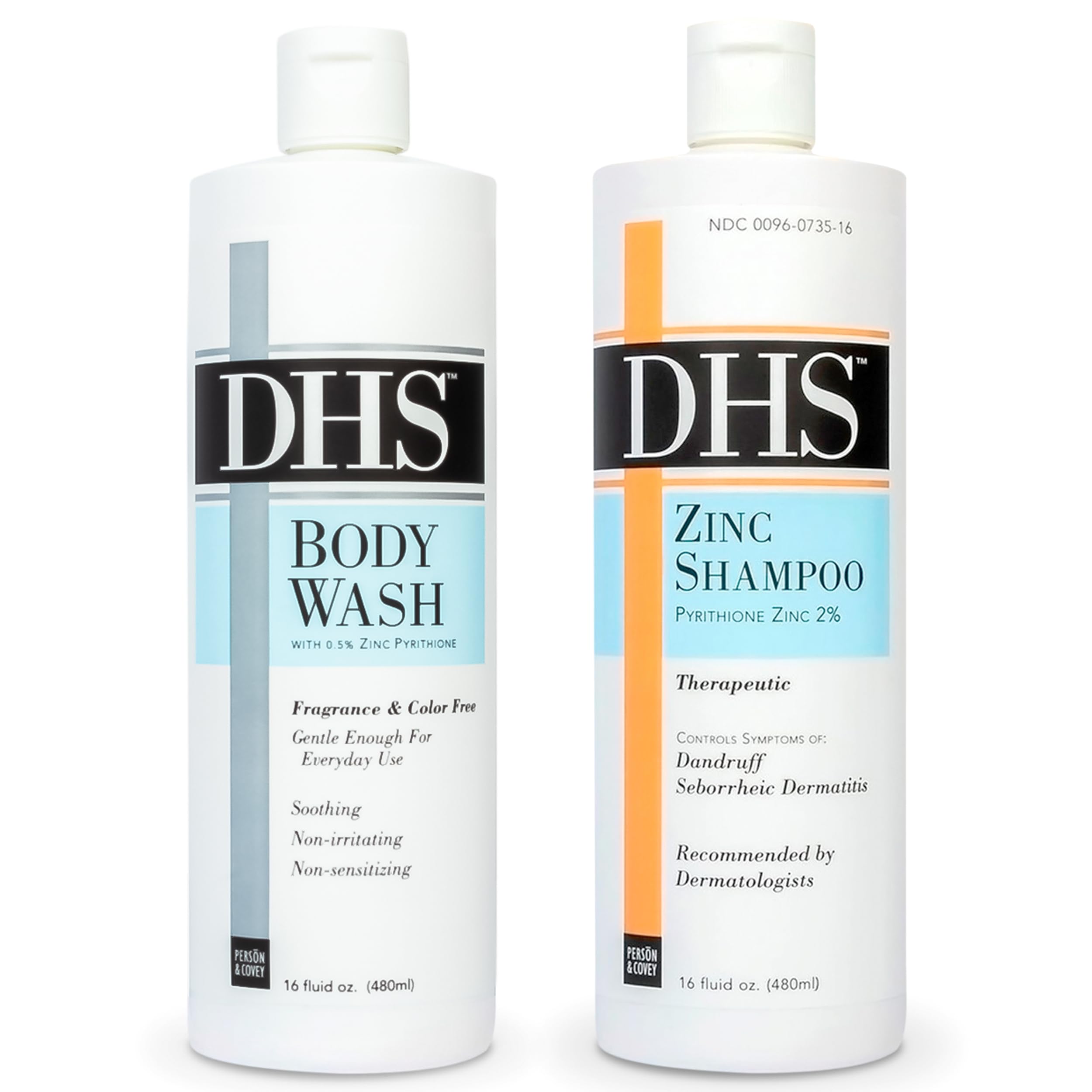 Persōn & Covey DHS Zinc Shampoo & Body Wash Set for Sensitive Skin - Gentle Cleansing for Scalp & Body - Ideal for Eczema, Psoriasis & Dry Skin Care
