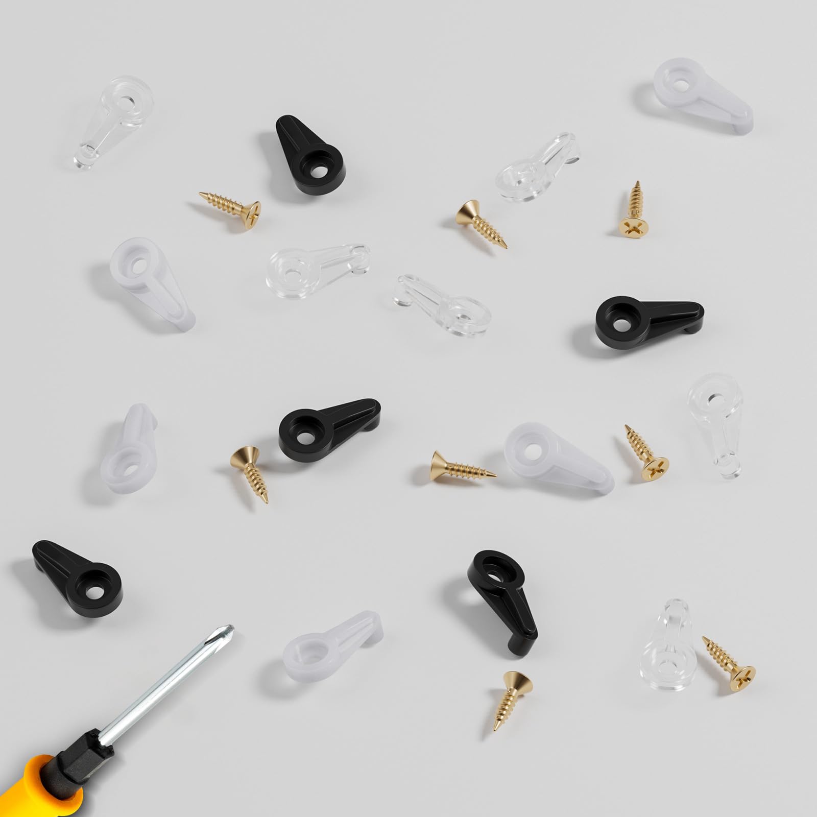 Black Glass Retainer Clips Kit - 100 Sets of 4mm Cabinet Door Glass Clips with Screws for Secure Glass Panel Installation in Kitchen Cabinets, Display Cases & Furniture