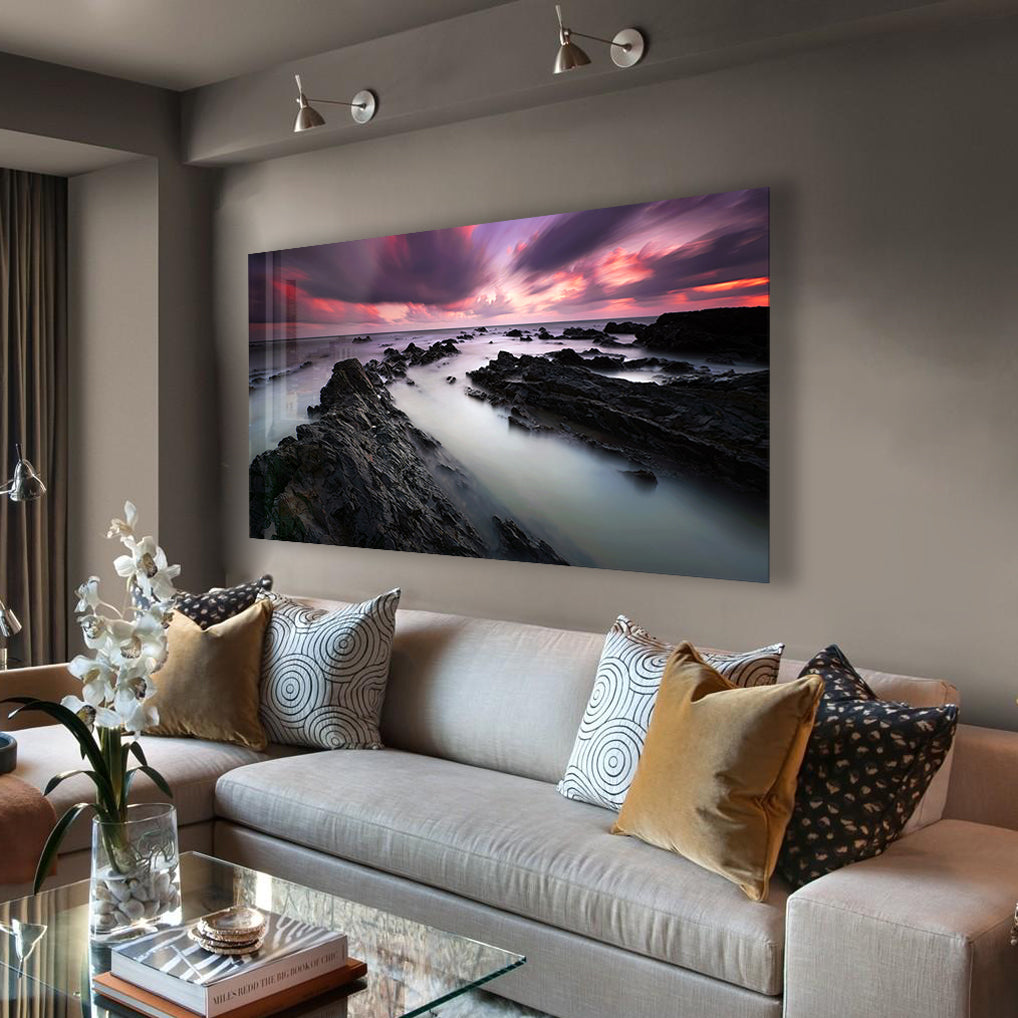 Mystic Sunset - Stunning Handmade Wall Art for Home Decor, Perfect for Living Room, Bedroom & Office | Unique Sunset Painting for Modern Interior Design