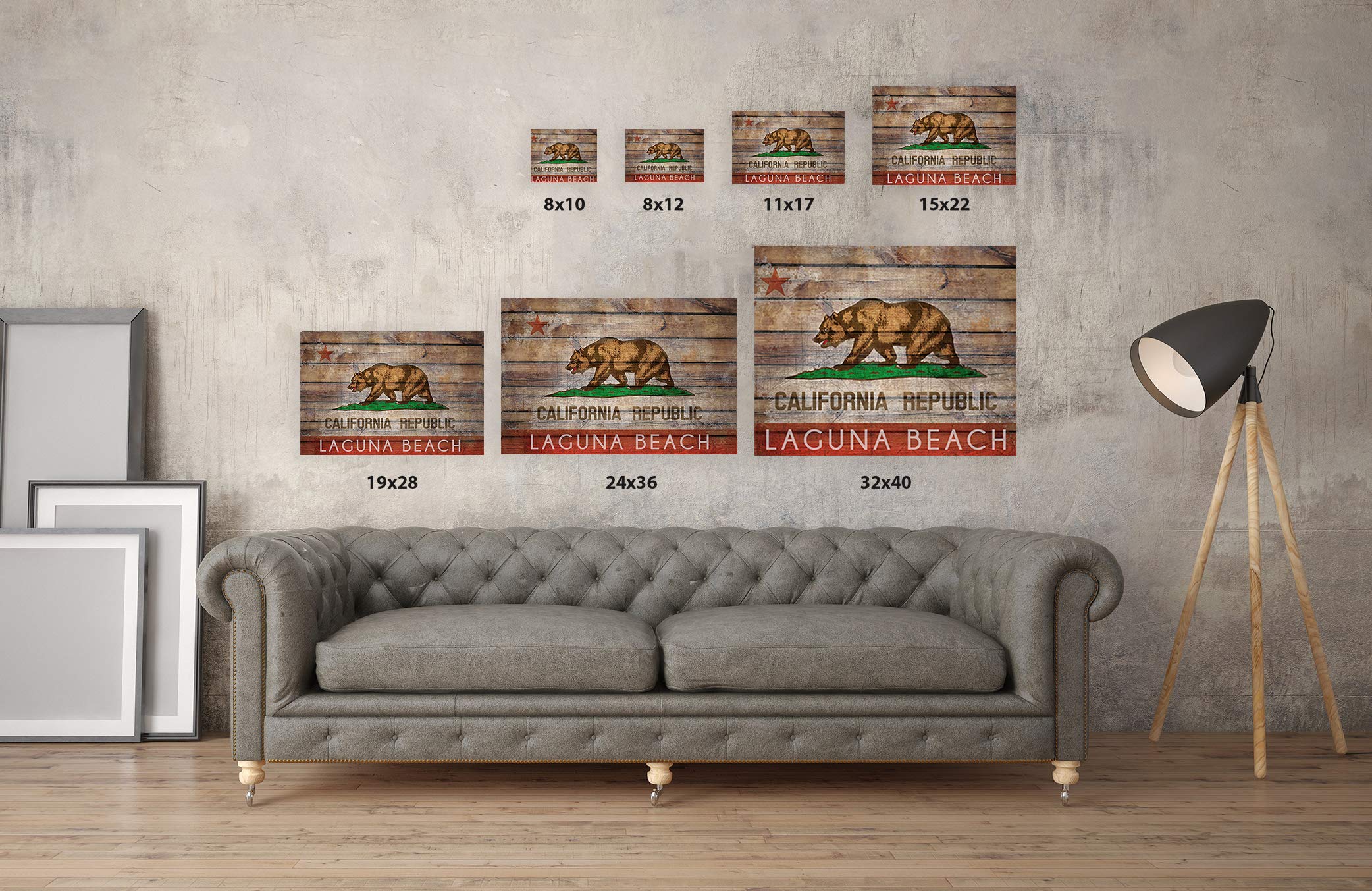 California Flag Bear Print Wall Art - 24x36 Inches Unframed Poster Decor, Laguna Beach Inspired, Perfect for Living Room, Bedroom & Office