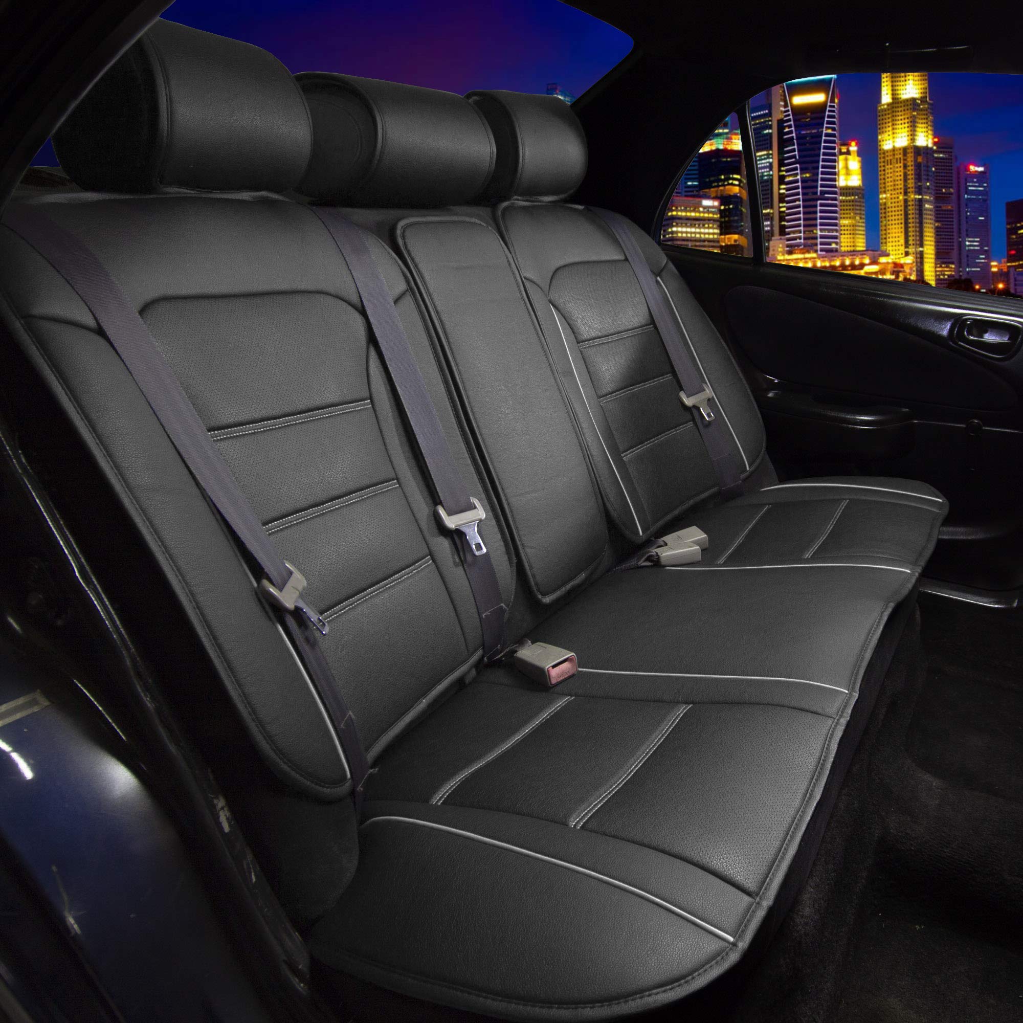 Universal Faux Leather Car Seat Cover - Split Bench Fit for SUV, Sedan, Van - Gray Interior Upgrade