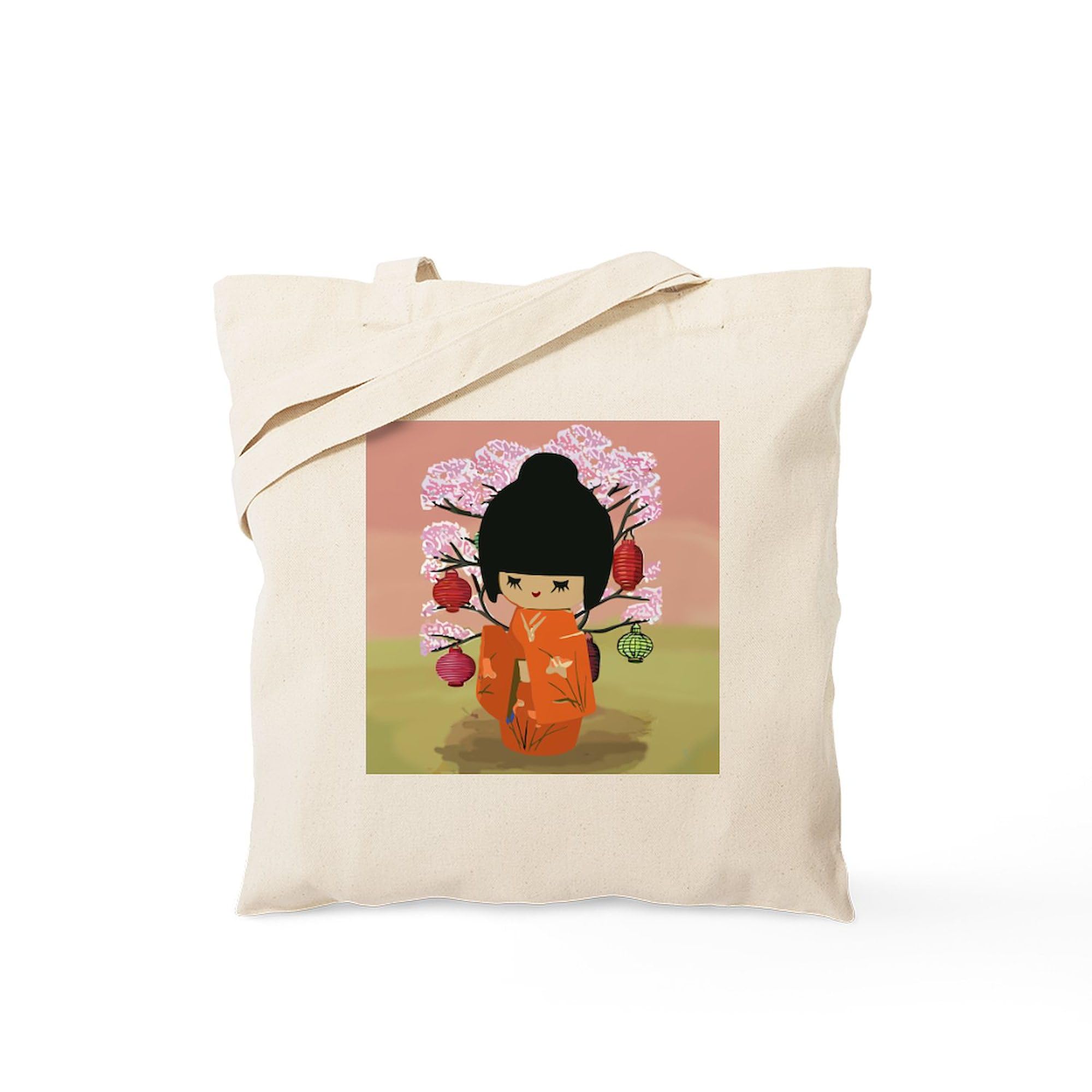 Stylish Kawaii Kokeshi Doll Canvas Tote Bag - Eco-Friendly Reusable Shopping Bag for Women | Perfect for Groceries, Beach Trips & Daily Use