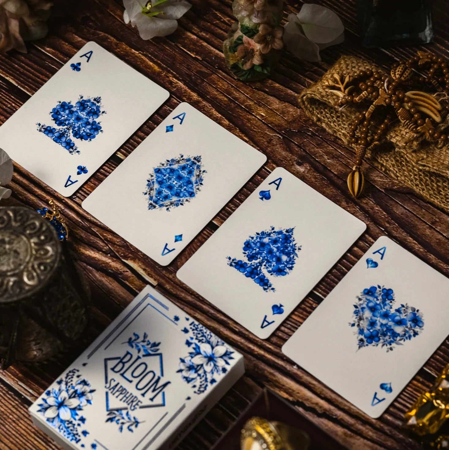 Bloom Sapphire Playing Cards - Premium Blue Deck for Poker, Magic Tricks & Card Games | Ideal for Casino Nights, Poker Parties & Cardistry Performances