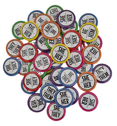 My Pronouns Are Pins - Bulk Pack of 300 Customizable LGBTQ+ Pride Badges (1 inch/25mm) - Gender Pronouns Pins for Pride Events, School, Office & Ally Support