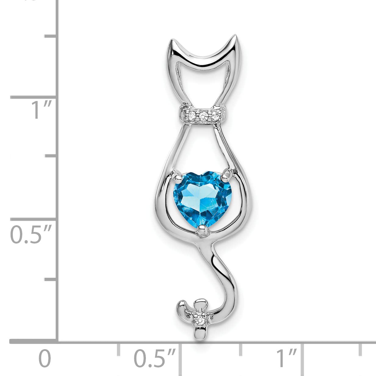 10K White Gold Blue Topaz & Diamond Cat Pendant Necklace for Women - Elegant Jewelry Gift for Birthday, Anniversary & Special Occasions