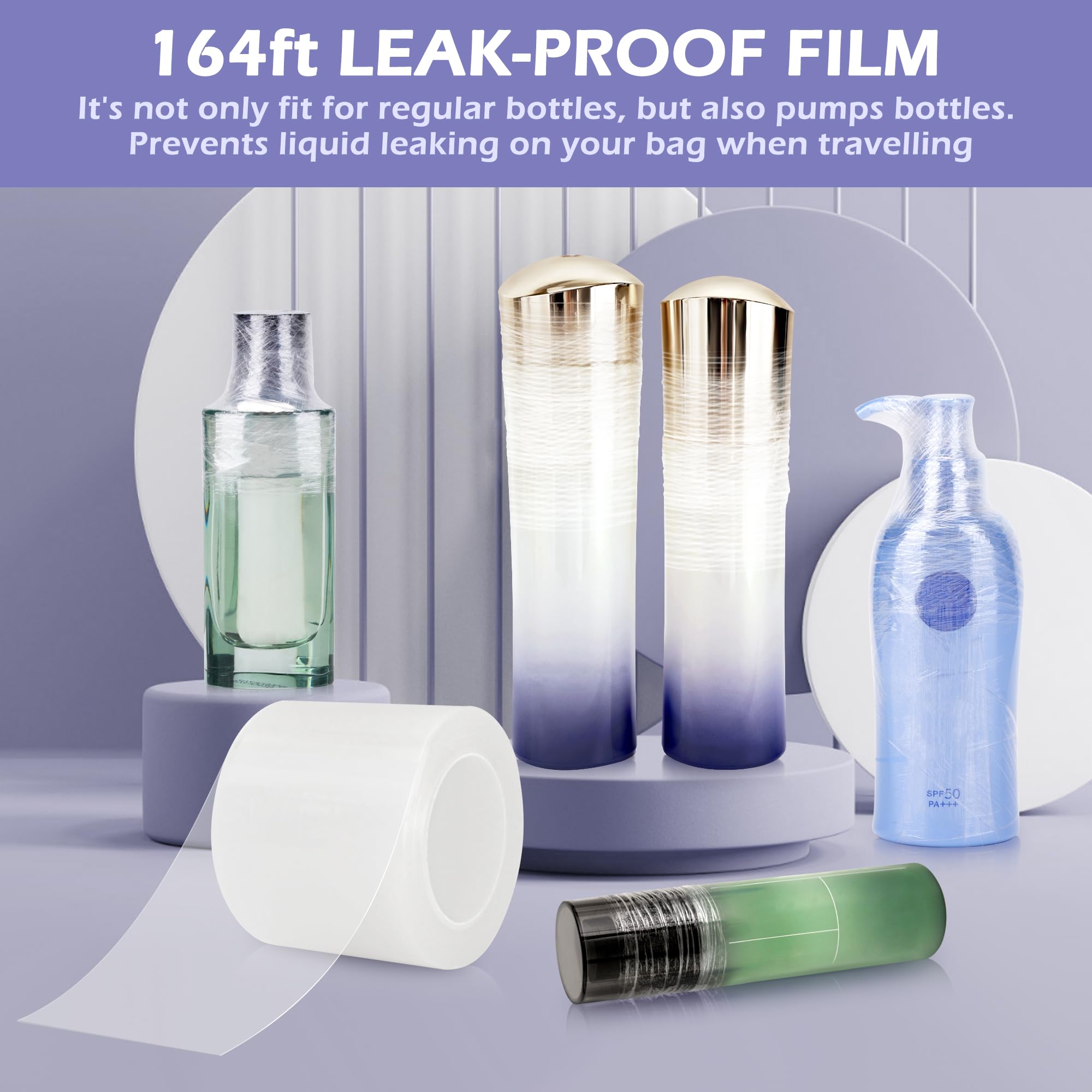 Leak Proof Travel Bottle Covers - 164ft Reusable Silicone Wraps for Toiletries (Women & Men) | TSA Approved Airplane & Cruise Ship Essentials | Perfect for Carry-On Liquids, Shampoo & Cosmetic Storage