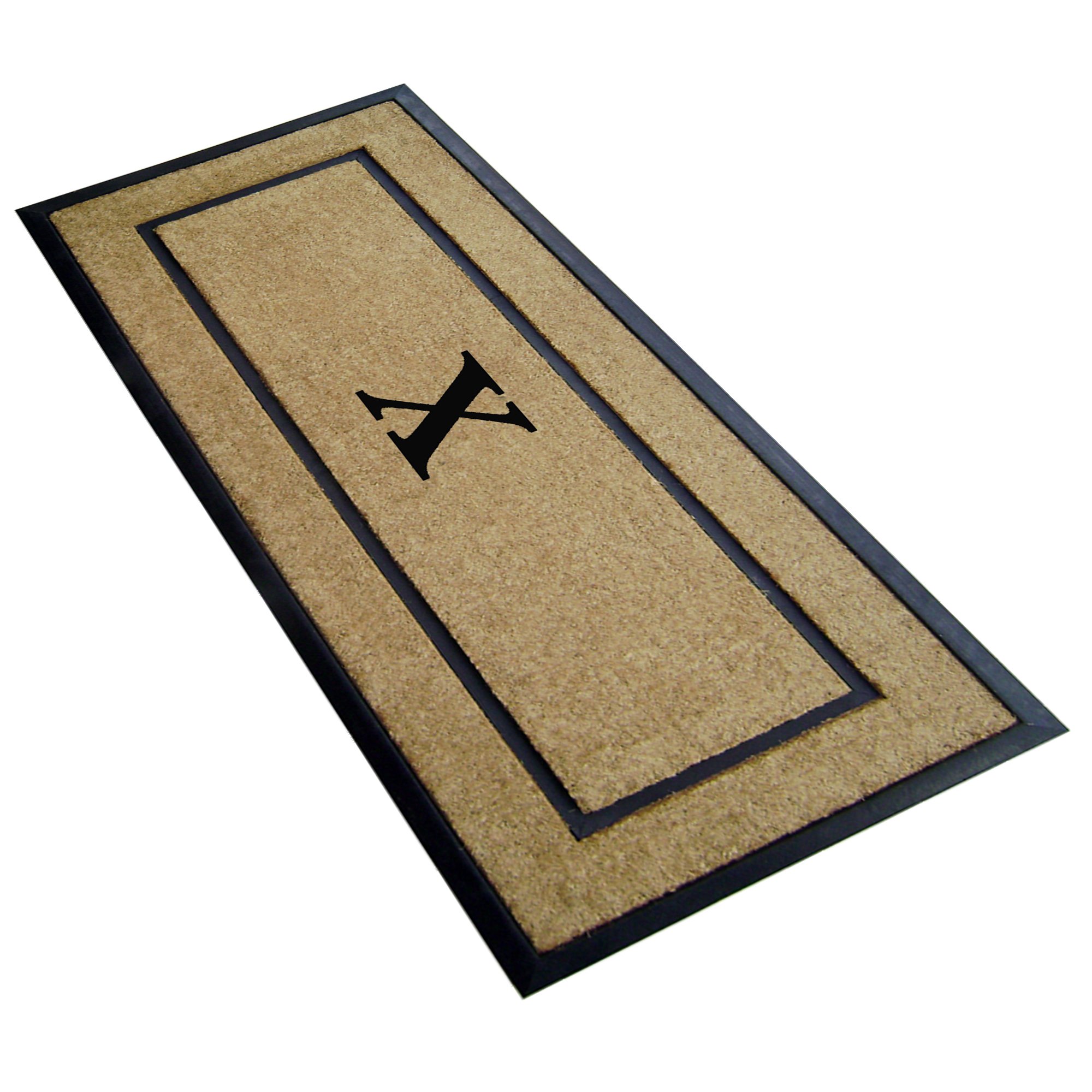 Nedia Home Single Picture Black Frame with Coir Rubber Border Dirt Buster Doormat, 24x57 Inch, Monogrammed X – Perfect for Entryway, Mudroom, or Patio Use