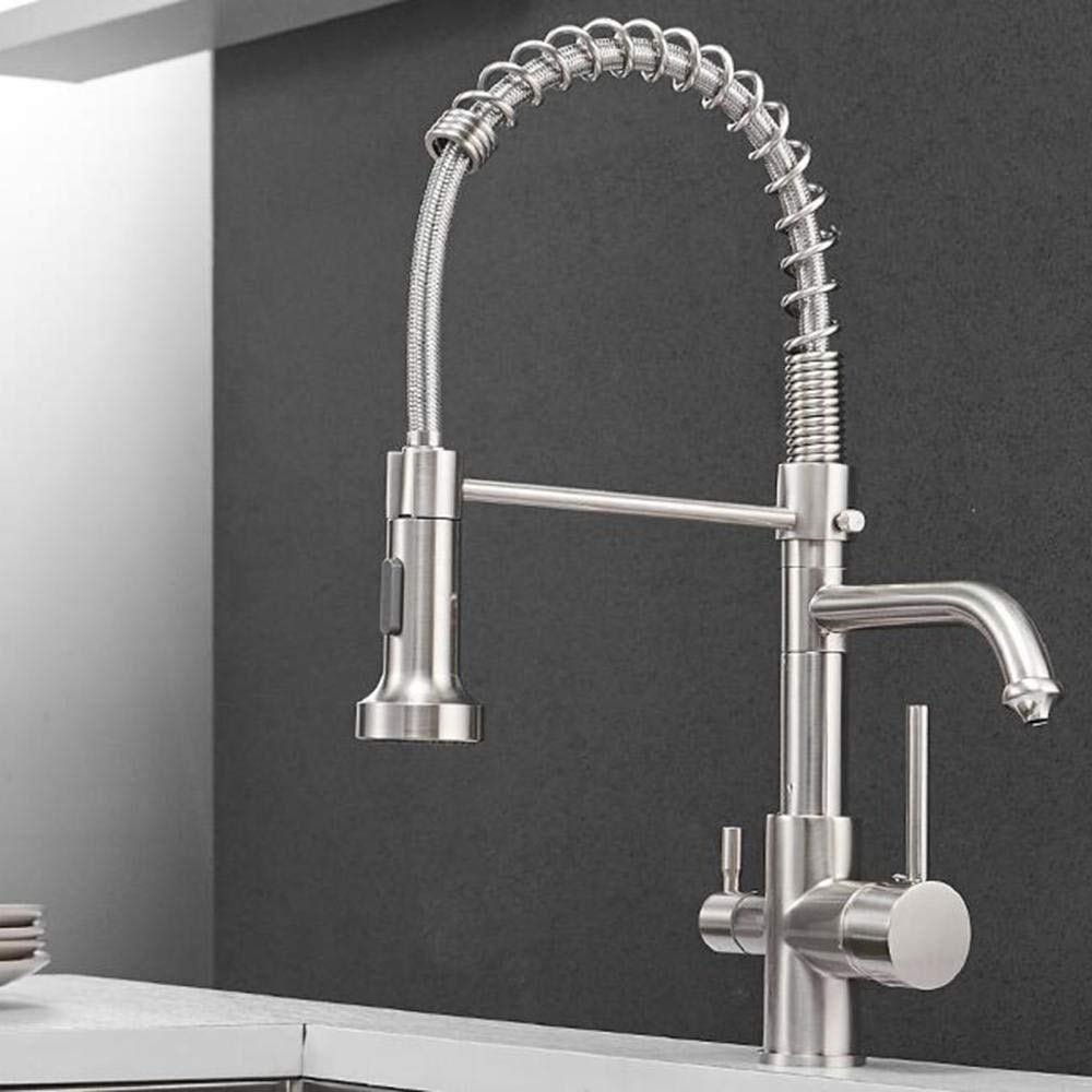 3-in-1 Kitchen Sink Faucet with Water Filter - Hot & Cold Multi-Function 360° Rotating Brushed Nickel Drinking Water Faucet for Pure Direct Drinking & Cooking - Perfect for Modern Kitchens & Food Prep Stations