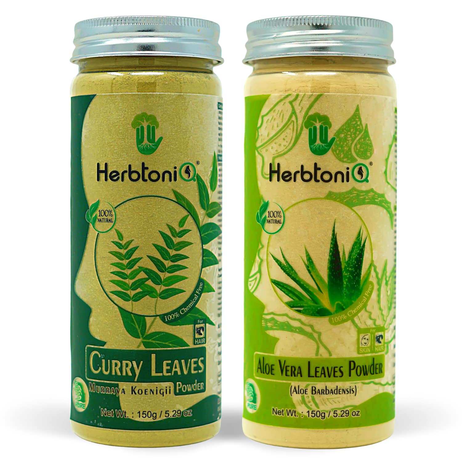 HerbtoniQ 100% Natural Curry & Aloe Vera Leaf Powder for Dandruff & Hair Fall Control - 300g | Ayurvedic Hair Care Treatment for Stronger, Healthier Hair | Perfect for Daily Scalp Nourishment & Hair Growth Routine