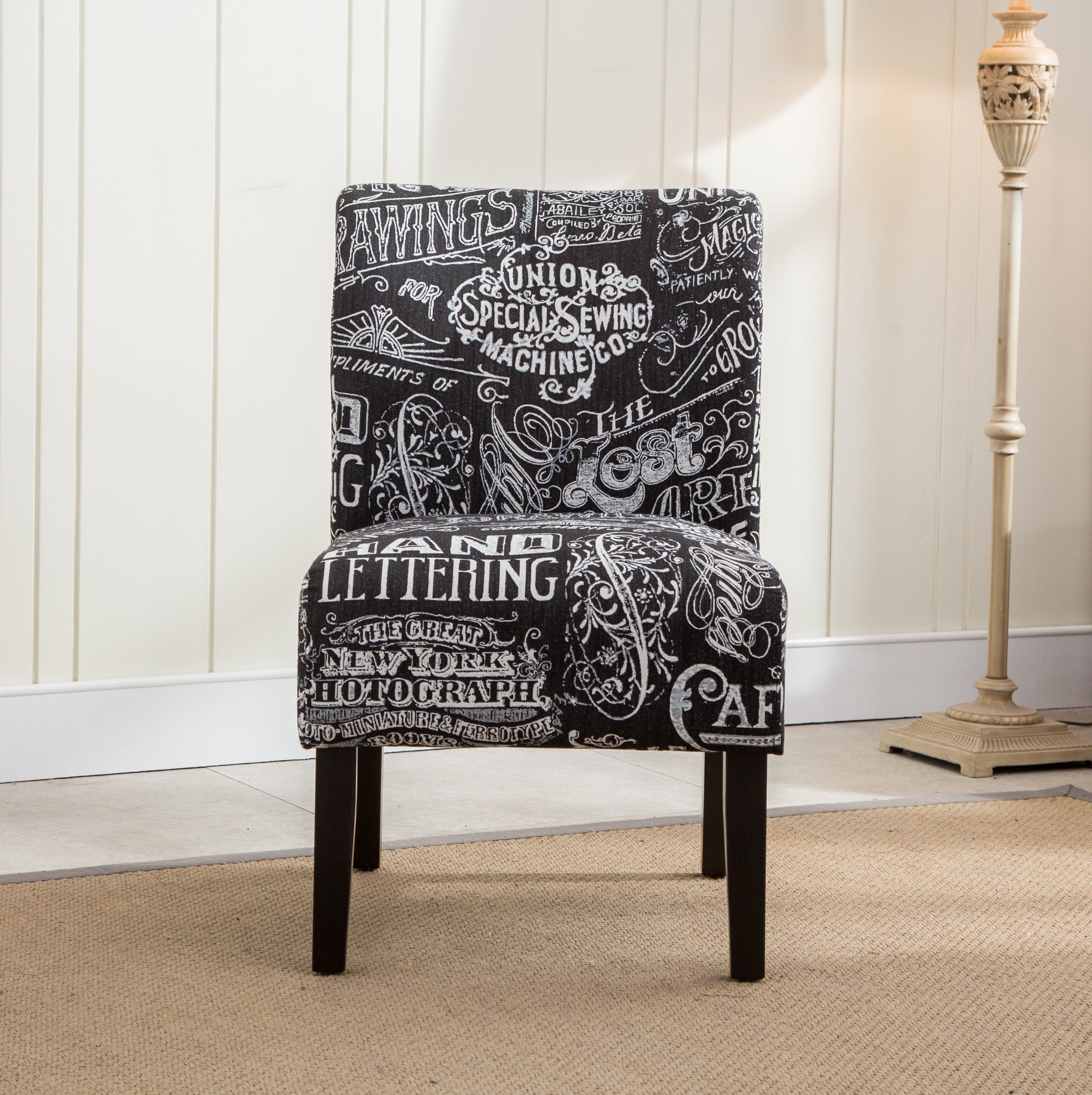 Modern Capa Fabric Armless Accent Chair by Roundhill Furniture - Stylish Contemporary Living Room Seating for Home Office, Lounge & Reading Nook