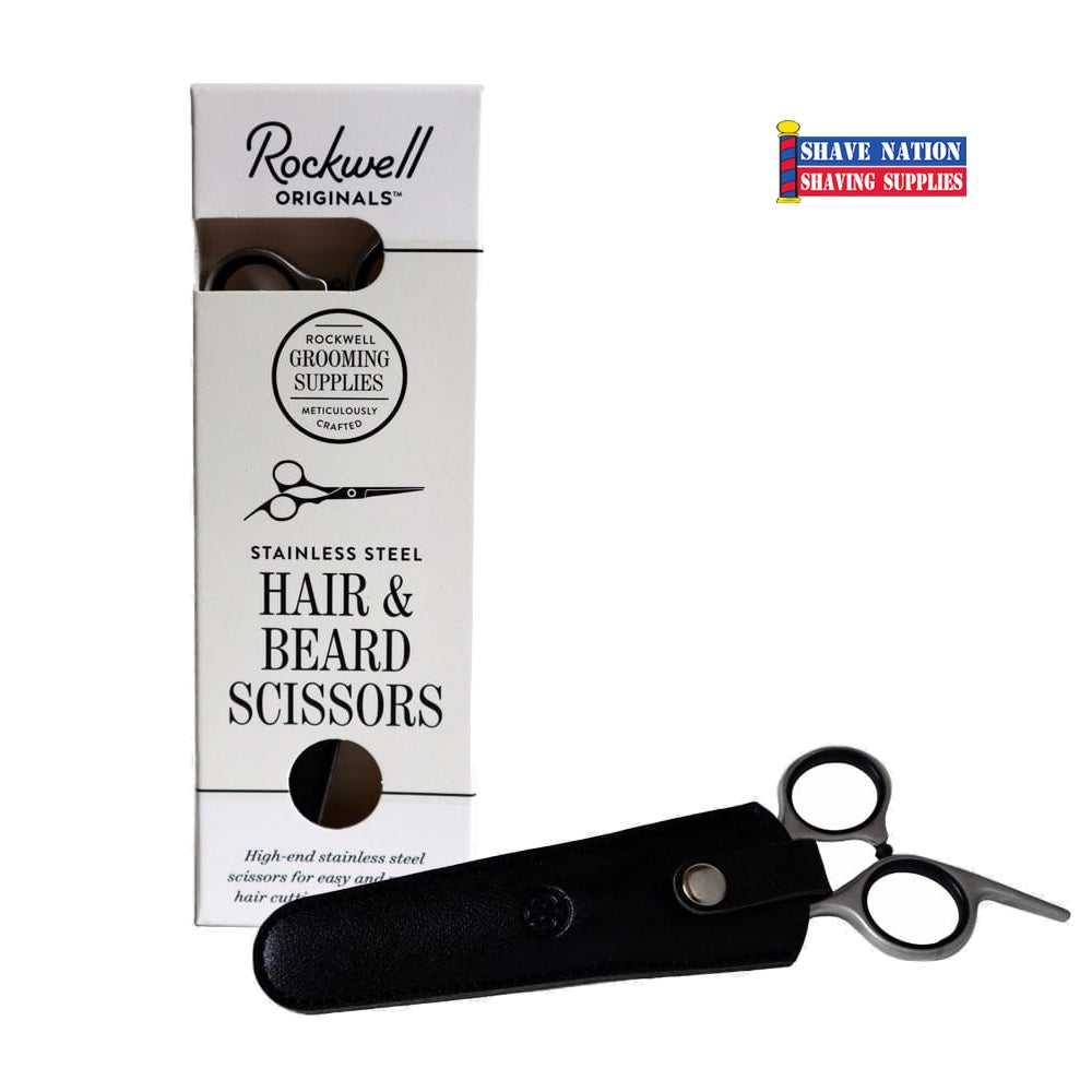 Professional Rockwell Stainless Steel Hair & Beard Scissors for Barbers & Grooming - Sharp Precision Cutting Tools for Salon, Home & Travel Use