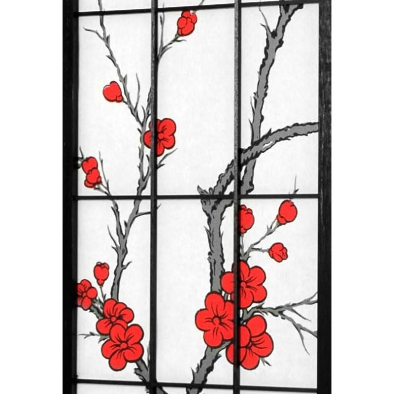 Black 3-Panel Red Lantern CBLSS Folding Room Divider Screen - Privacy Partition for Home, Office & Events - Perfect for Living Rooms, Bedrooms & Wedding Decor