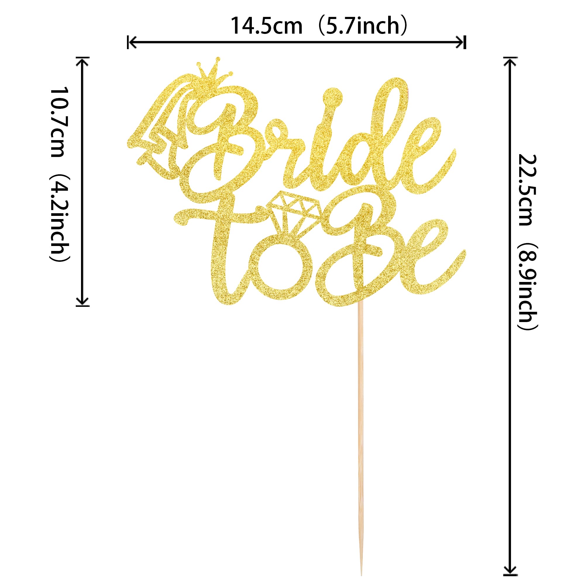 1 PCS Bride to Be Cake Topper with Glitter Ring - Gold Wedding Cake Decoration for Bridal Shower, Engagement & Bachelorette Parties - Perfect for Wedding Cakes, Cupcakes and Dessert Tables