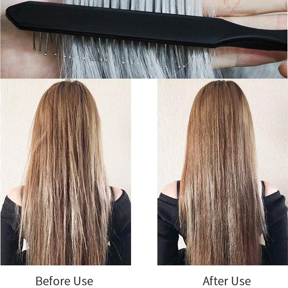 2 Pack Wig Brush & Wide Tooth Comb Set - Stainless Steel Detangling Brush for Hair Extensions, Weaves, Toupees & Synthetic Wigs - Gentle Styling & Detangling Tool for Natural & Artificial Hair - Perfect for Daily Hair Care, Salon Use & Travel