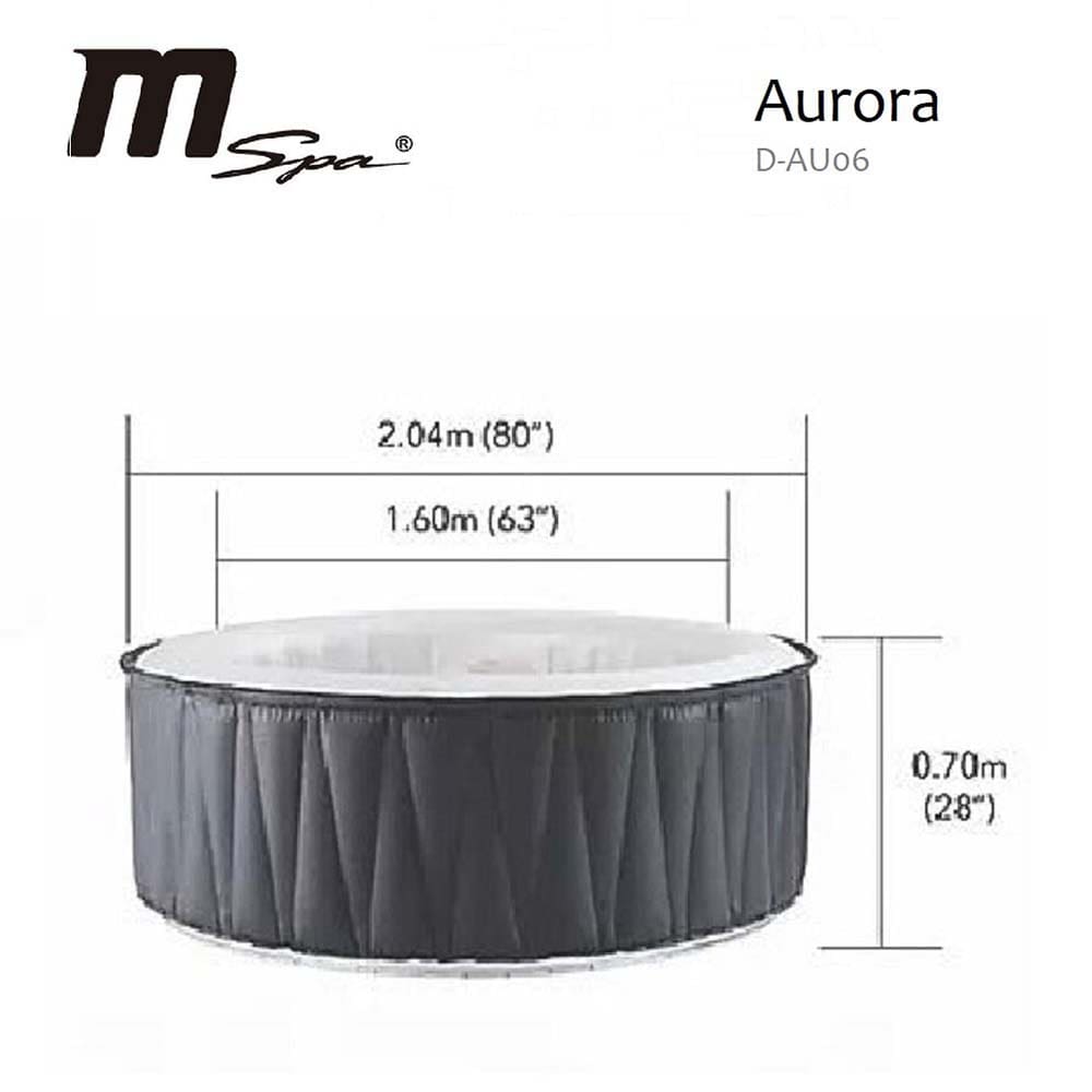 MSpa Aurora 6-Person Inflatable Bubble Hot Tub with 130 Air Jets - Portable Outdoor Spa for Relaxation, Hydrotherapy, and Backyard Parties (Model AU06)