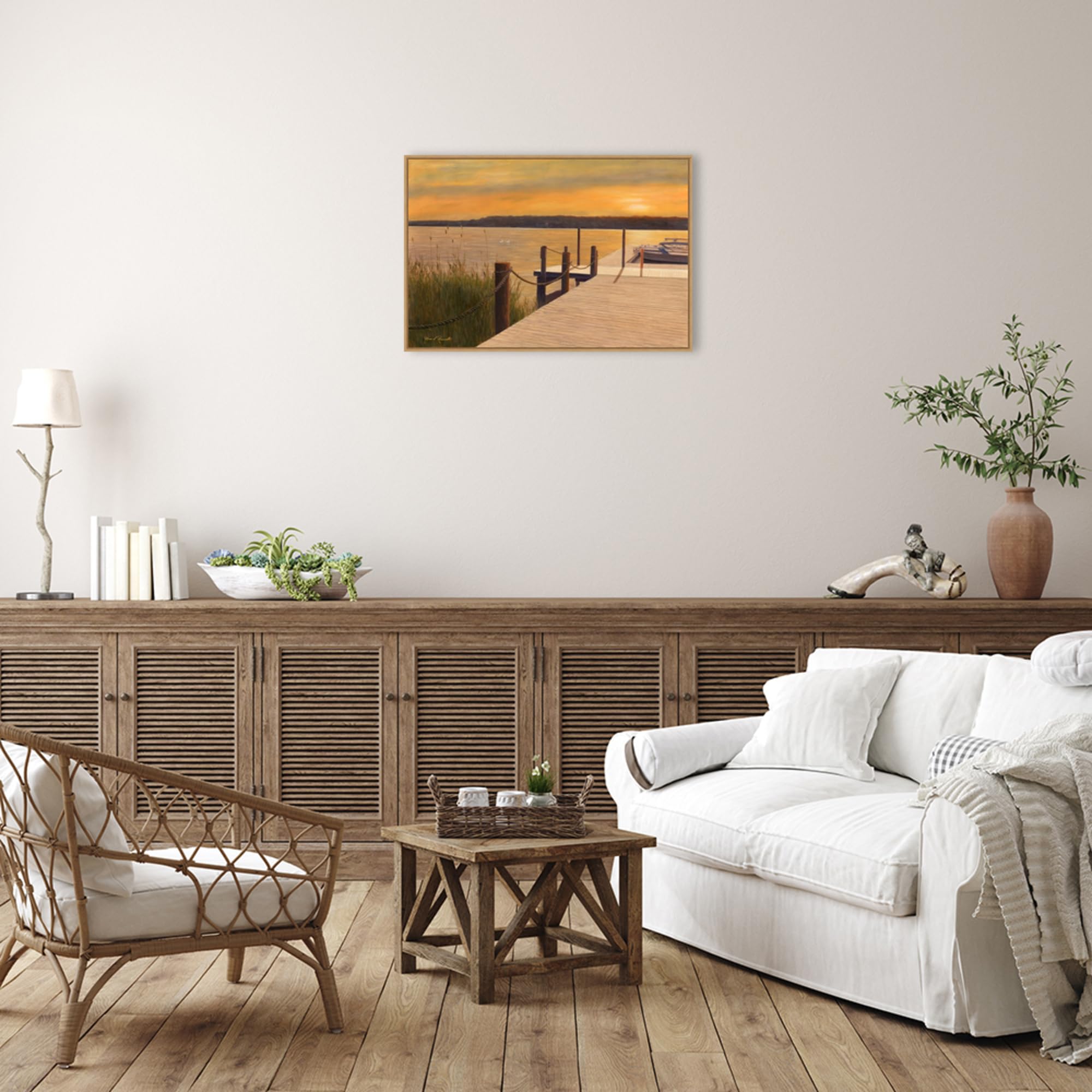 Amanti Art Framed Canvas Wall Art - 23x33 Waterways Landscape Painting by Diane Romanello, Modern Framed Wall Decor for Living Room, Bedroom, Bathroom & Kitchen | Perfect for Home, Office & Gift Giving