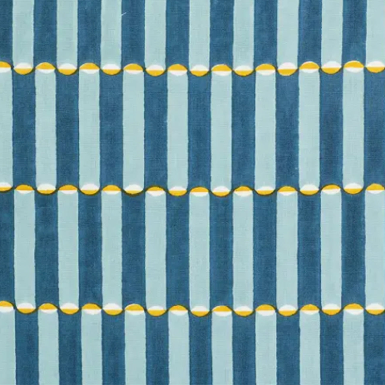 Luna Block Printed Fabric Linen - Blue & Yellow Cotton Blend for DIY Crafts, Home Decor, and Fashion Accessories