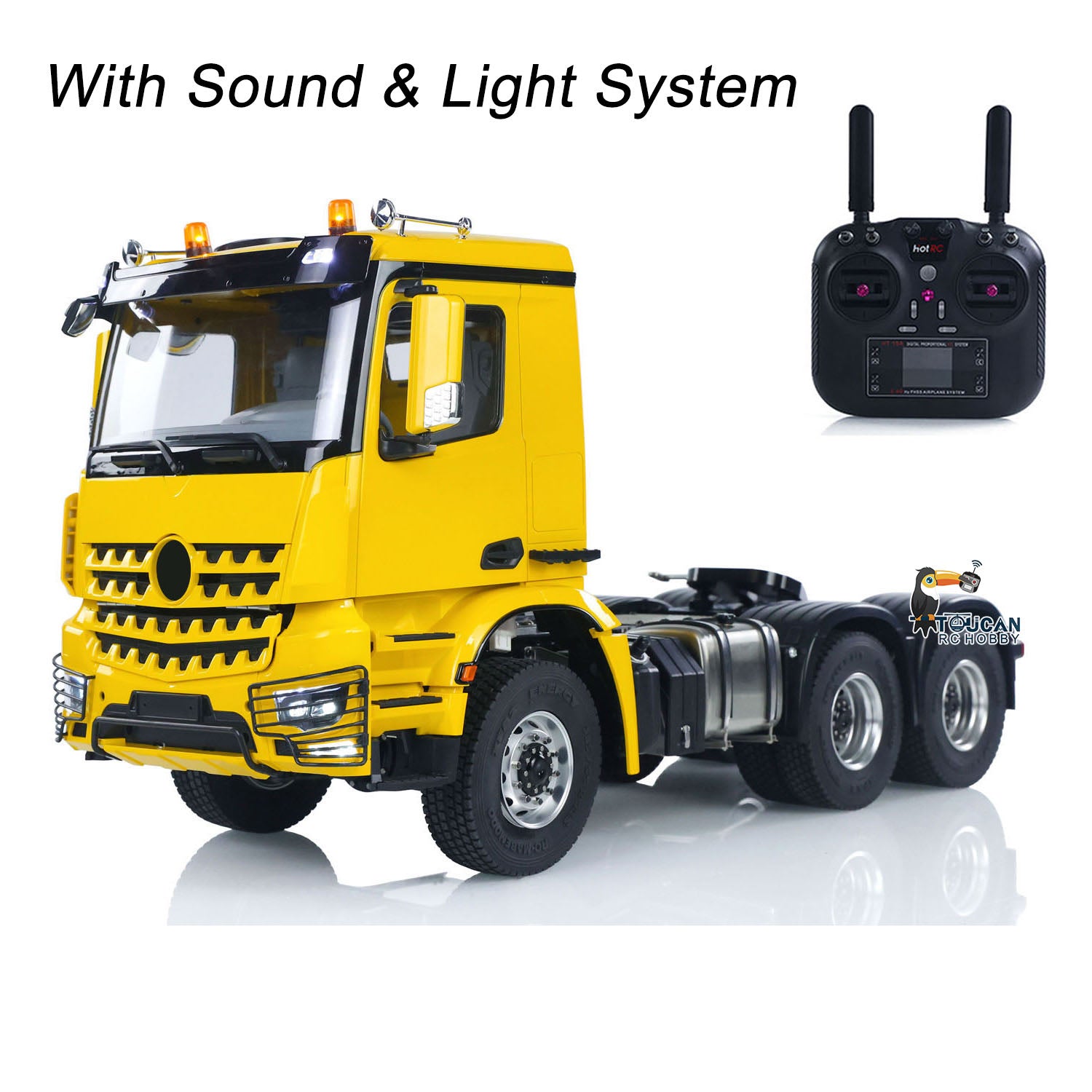 1/14 Scale 6x6 RC Tractor Truck Model - 10CH Radio Controlled, 2-Speed Brush Motor ESC, No Lock Differential Axle - Off-Road Adventure & Construction Site Play
