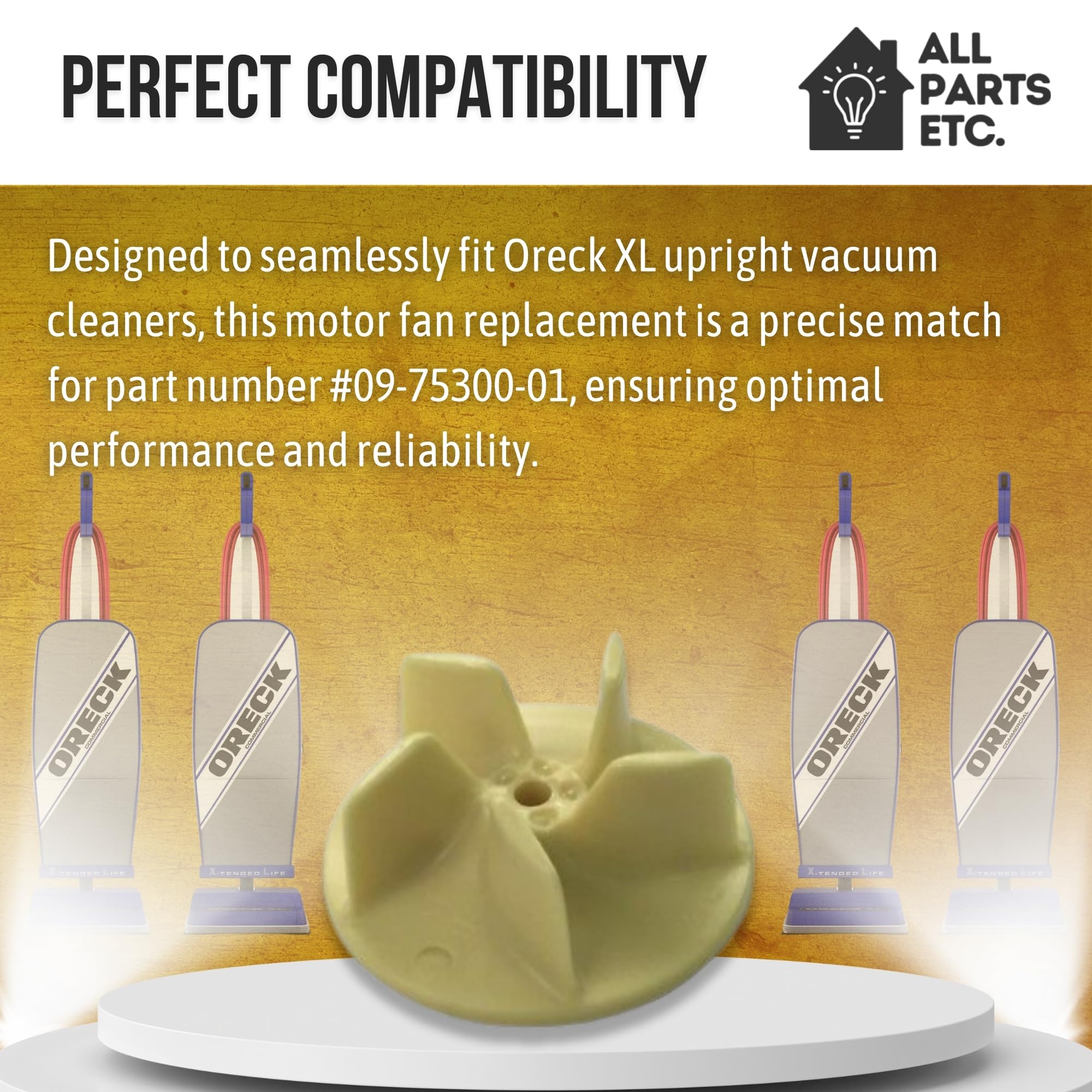 Oreck XL Vacuum Cleaner Motor Fan Replacement - Part #09-75300-01 | Compatible with Oreck XL Upright Vacuums | High-Performance Impeller for Powerful Suction | Perfect for Home Cleaning, Pet Hair Removal & Car Detailing