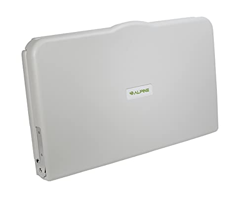 Alpine Industries Wall Mounted Baby Changing Station - Commercial Grade Diaper Changing Table with Safety Strap, White Granite Finish | Perfect for Public Restrooms, Daycare Centers & Family Bathrooms