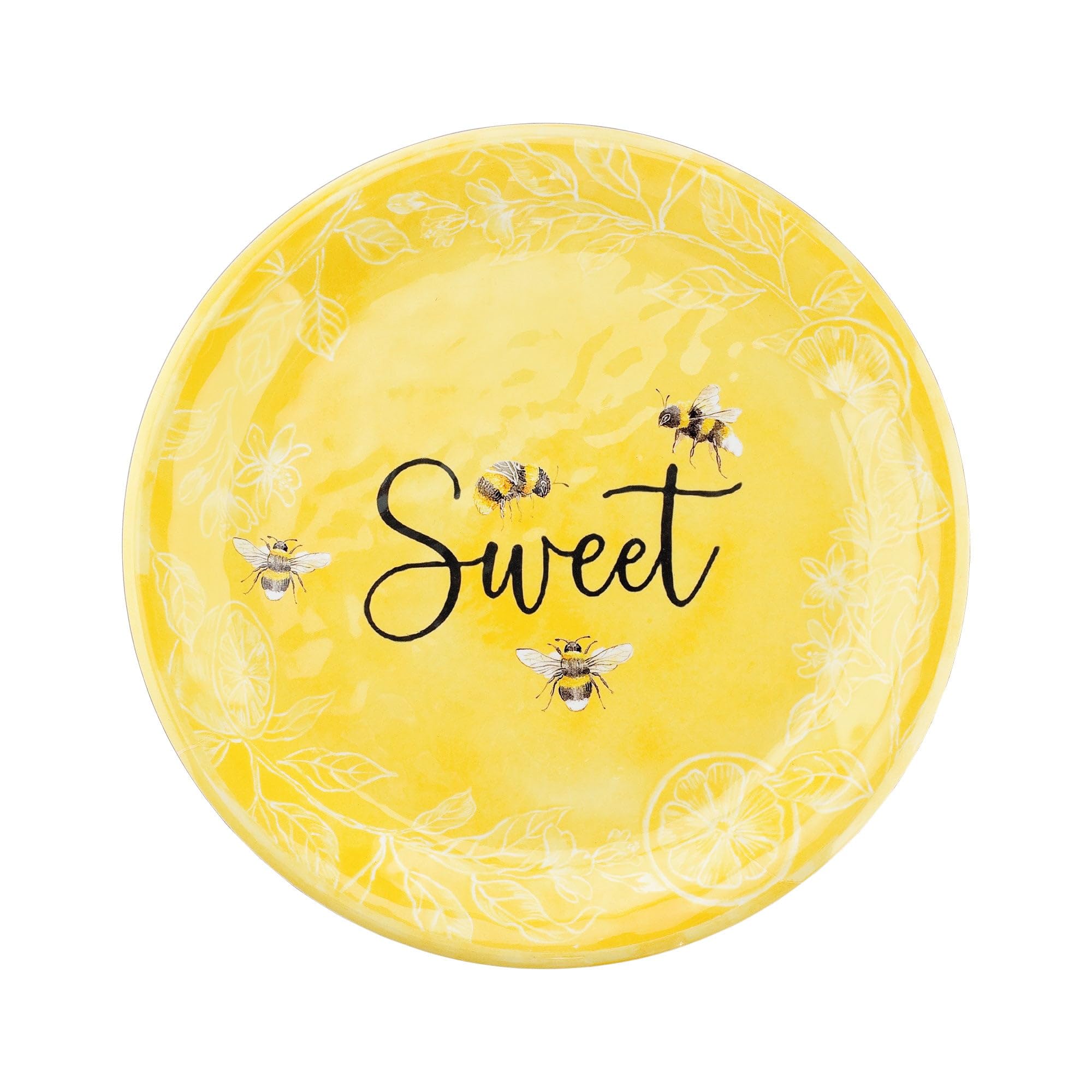 UPware 6-Piece BPA-Free Melamine Salad Plate Set - 9 Inch Round Dishwasher Safe Plates for Risotto, Pasta, Salad & Desserts - Sweet Bee Design - Perfect for Dinner Parties, Picnics & Outdoor Dining