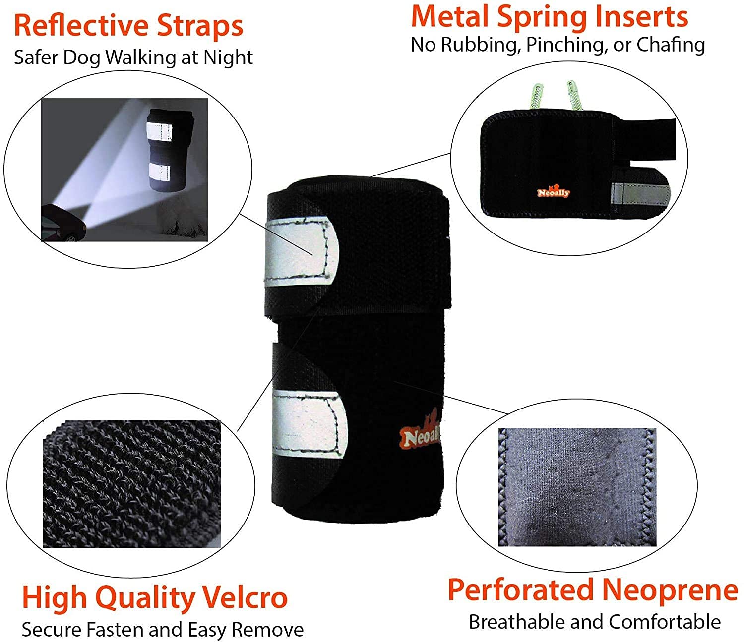 NeoAlly Dog Front Leg Compression Braces with Metal Spring Strips - Supportive Wrist Stabilizer for Canine Carpal Joint, Prevents Injuries & Sprains (S/M Pair) - Ideal for Active Dogs, Post-Surgery Recovery & Arthritis Relief