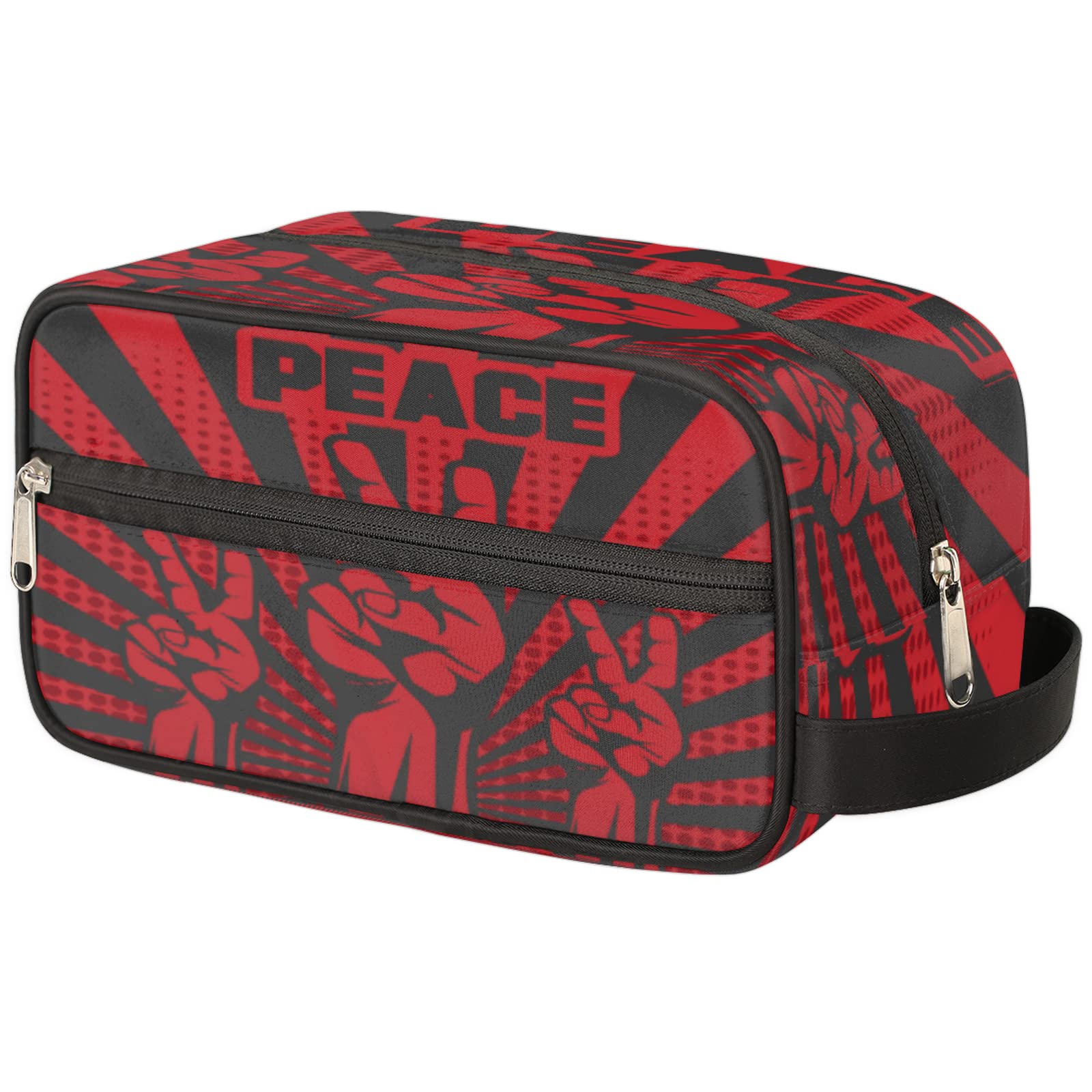 Waterproof Hanging Toiletry Bag for Women & Men - Travel Cosmetic Organizer with Peace Sign Design, Portable Dopp Kit for Makeup, Shaving & Toiletries - Perfect for Camping, Gym & Business Trips